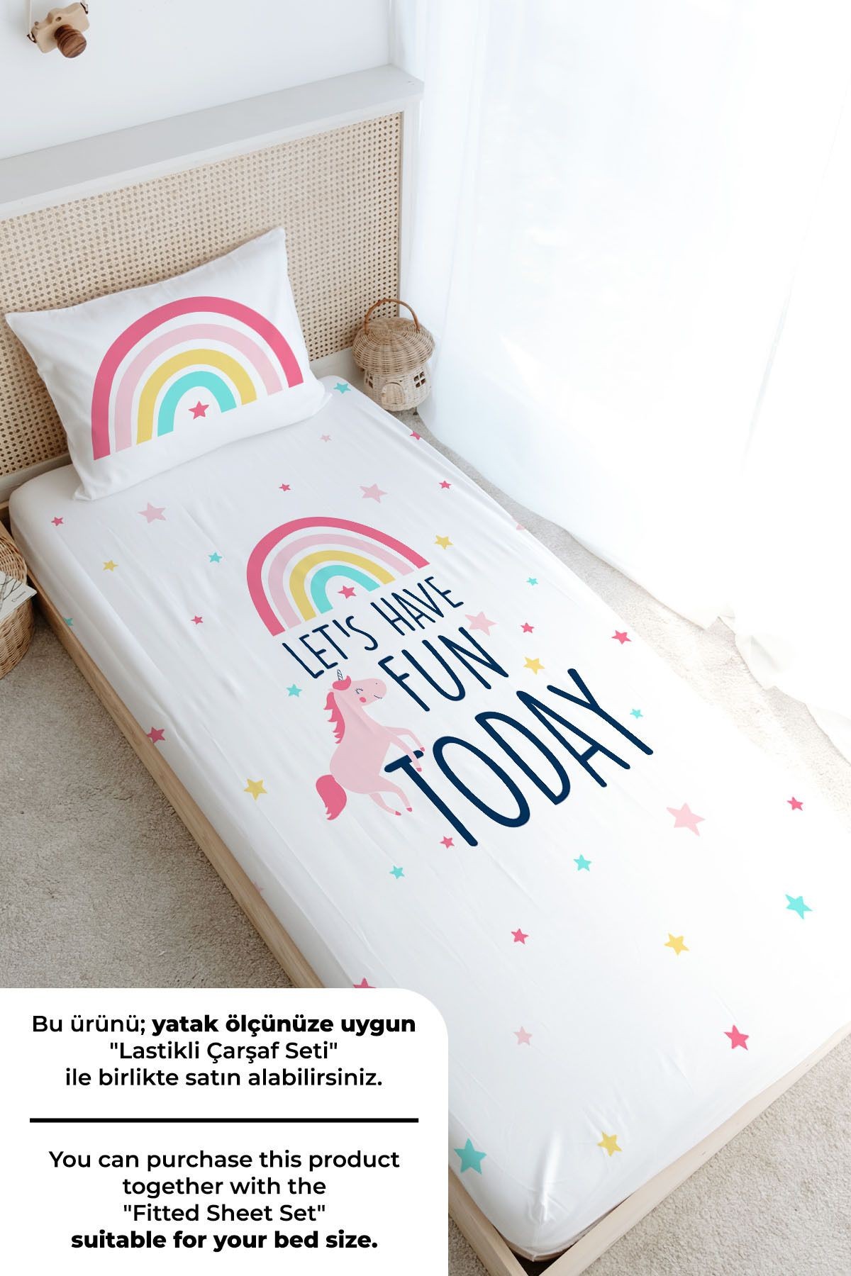 Tek Kişilik Nevresim Takımı (160x220) - Pure Baby Serisi - Unicorn Fun