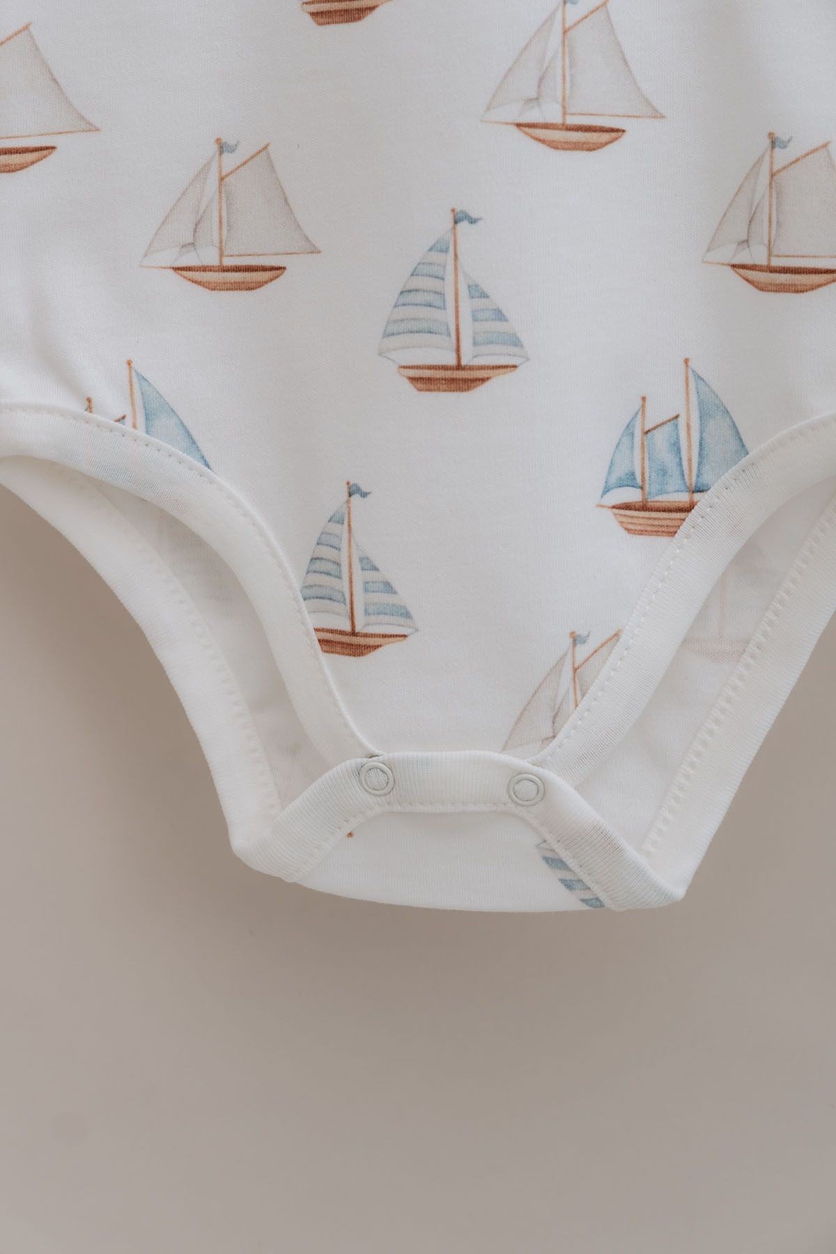 Kısa Kollu Bebek Body - Pureline Series - Sail Boats