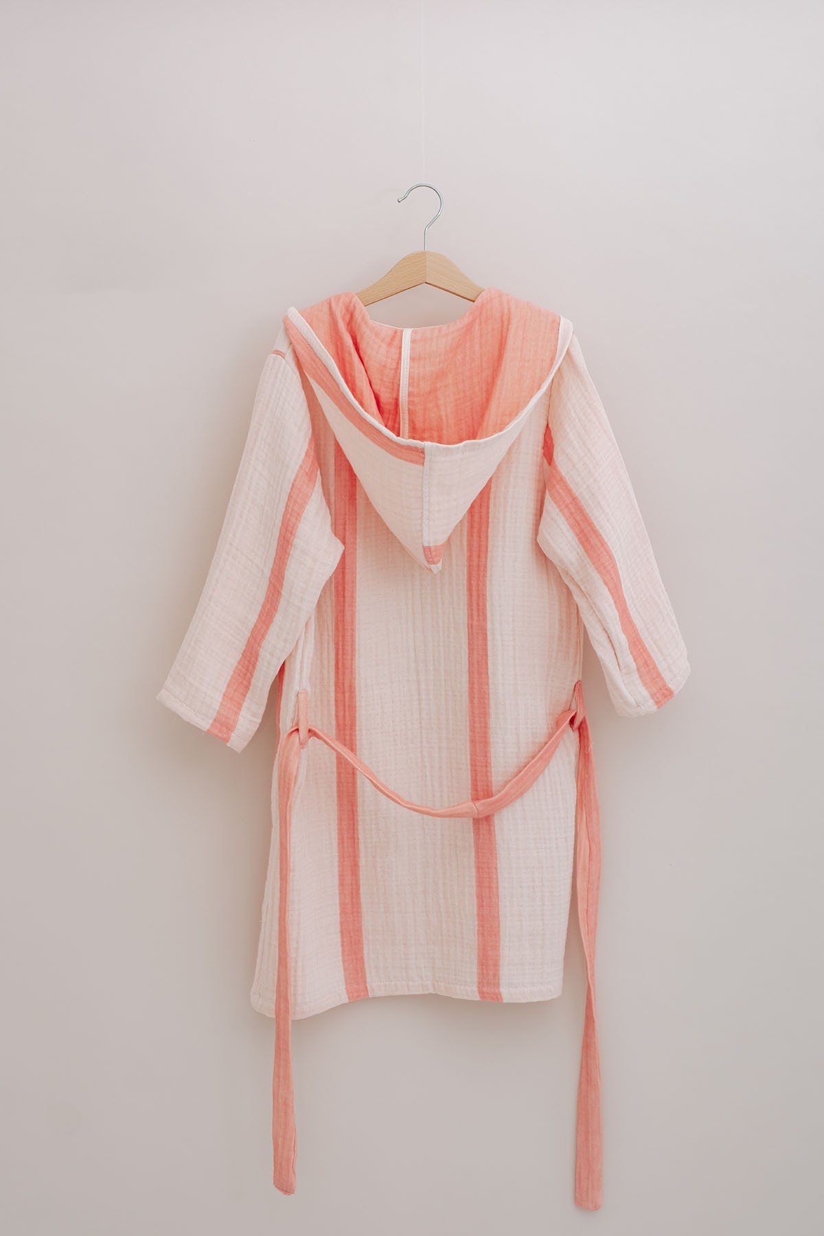 4 Kat Müslin Bornoz - Line Series - Pembe