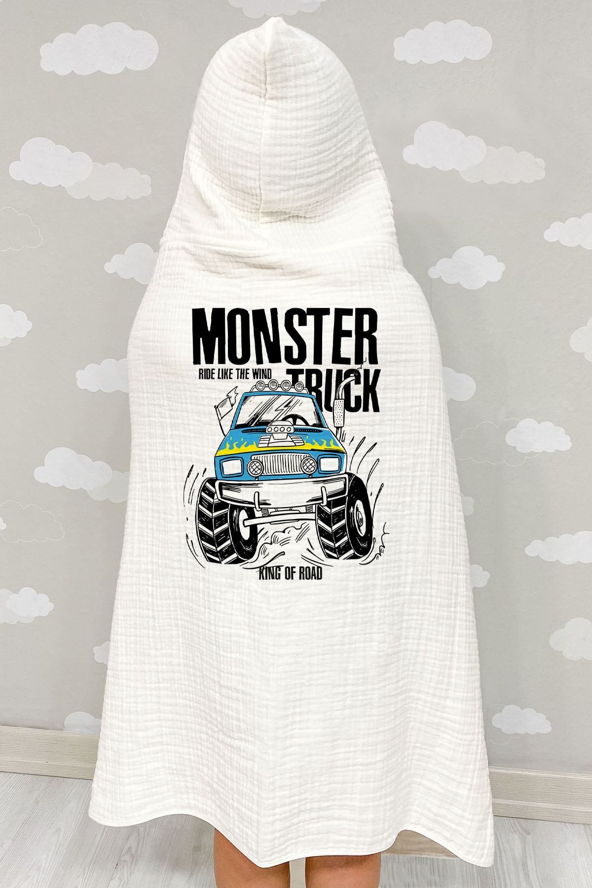 4 Kat Müslin Kapüşonlu Havlu - Young Serisi - Monster Truck