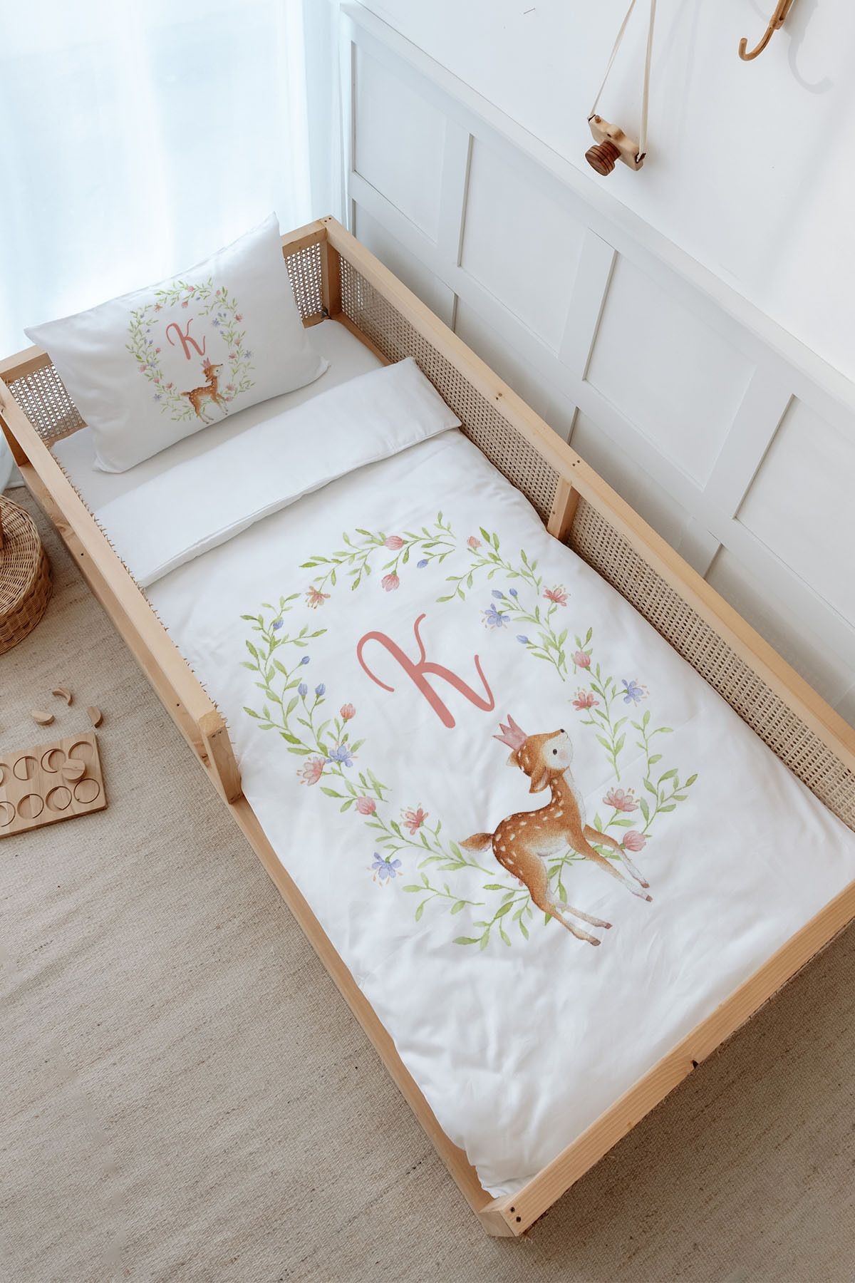 Montessori Nevresim Takımı (100x200) - Little Deer Series - K Harfi