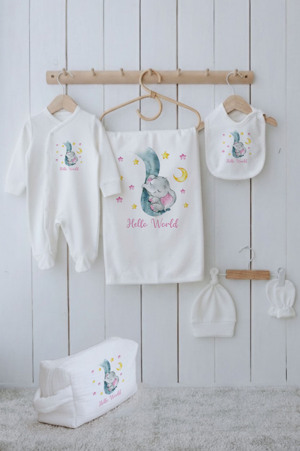 Organik 6'lı Hastane Çıkışı - For Baby - Uyuyan Fil Pembe