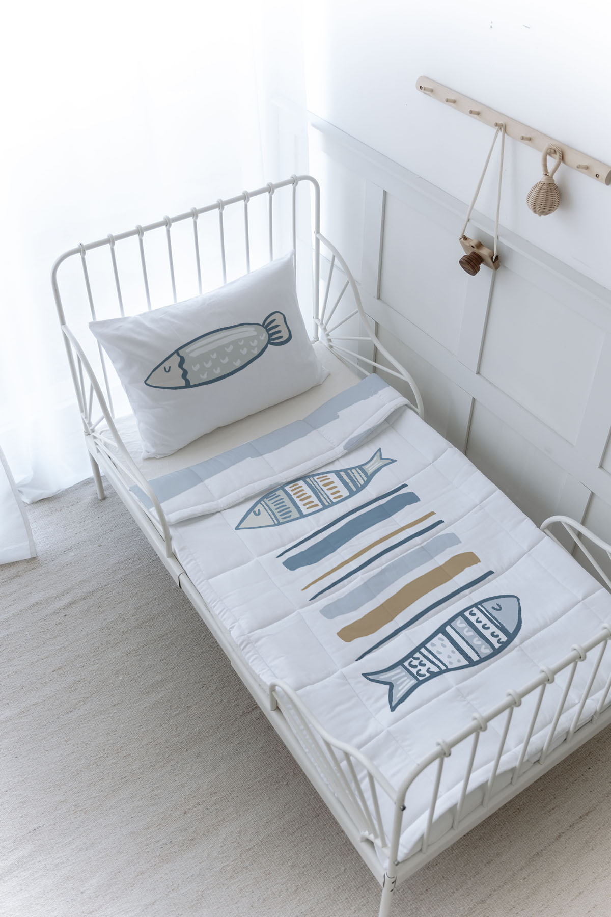 Organik Baskılı Yorgan Seti - Pure Baby Serisi - Baby Fish