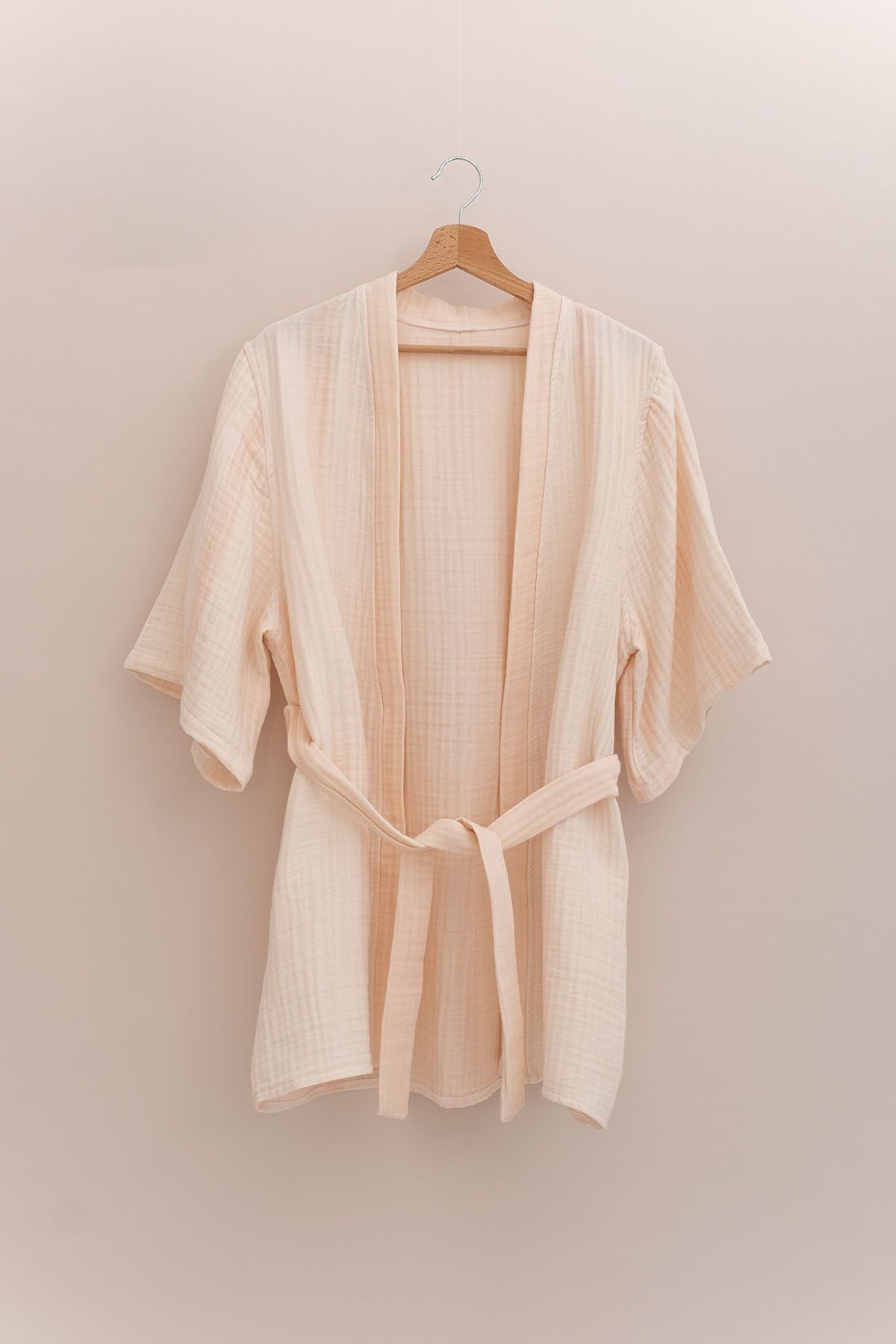 4 Kat Müslin Kimono - Pudra