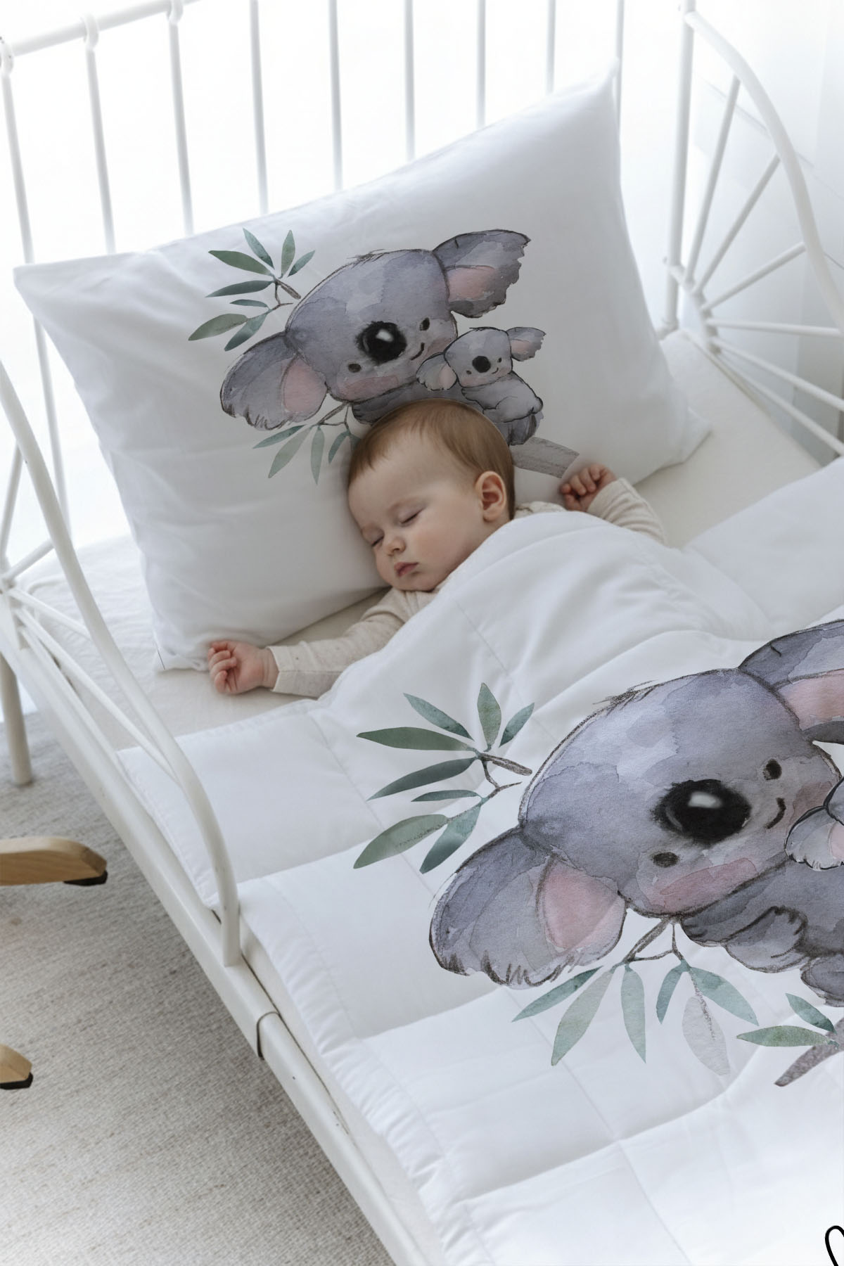 Organik Baskılı Yorgan Seti - Pure Baby Serisi - Bebek ve Anne Koala