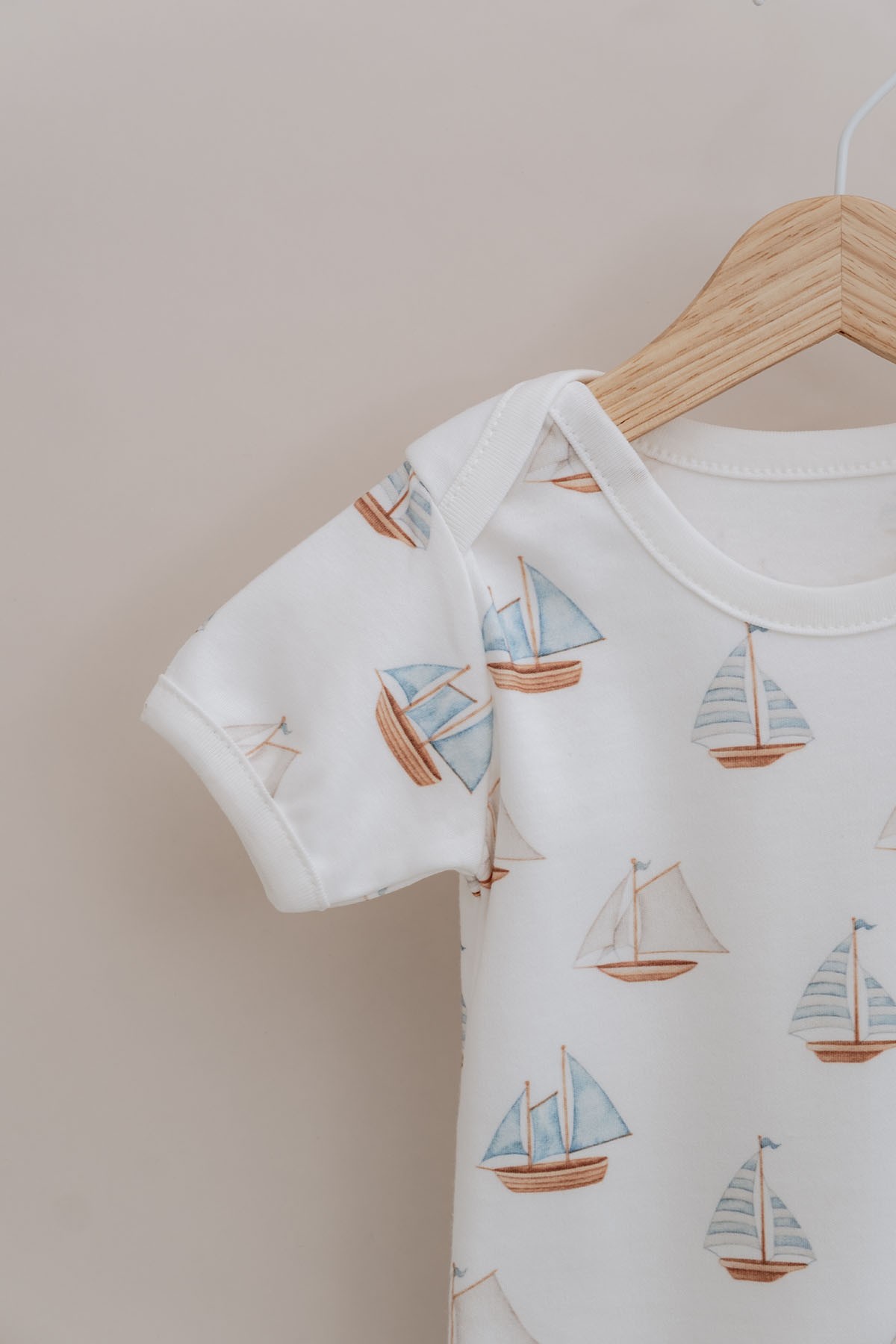 Kısa Kollu Bebek Body - Pureline Series - Sail Boats