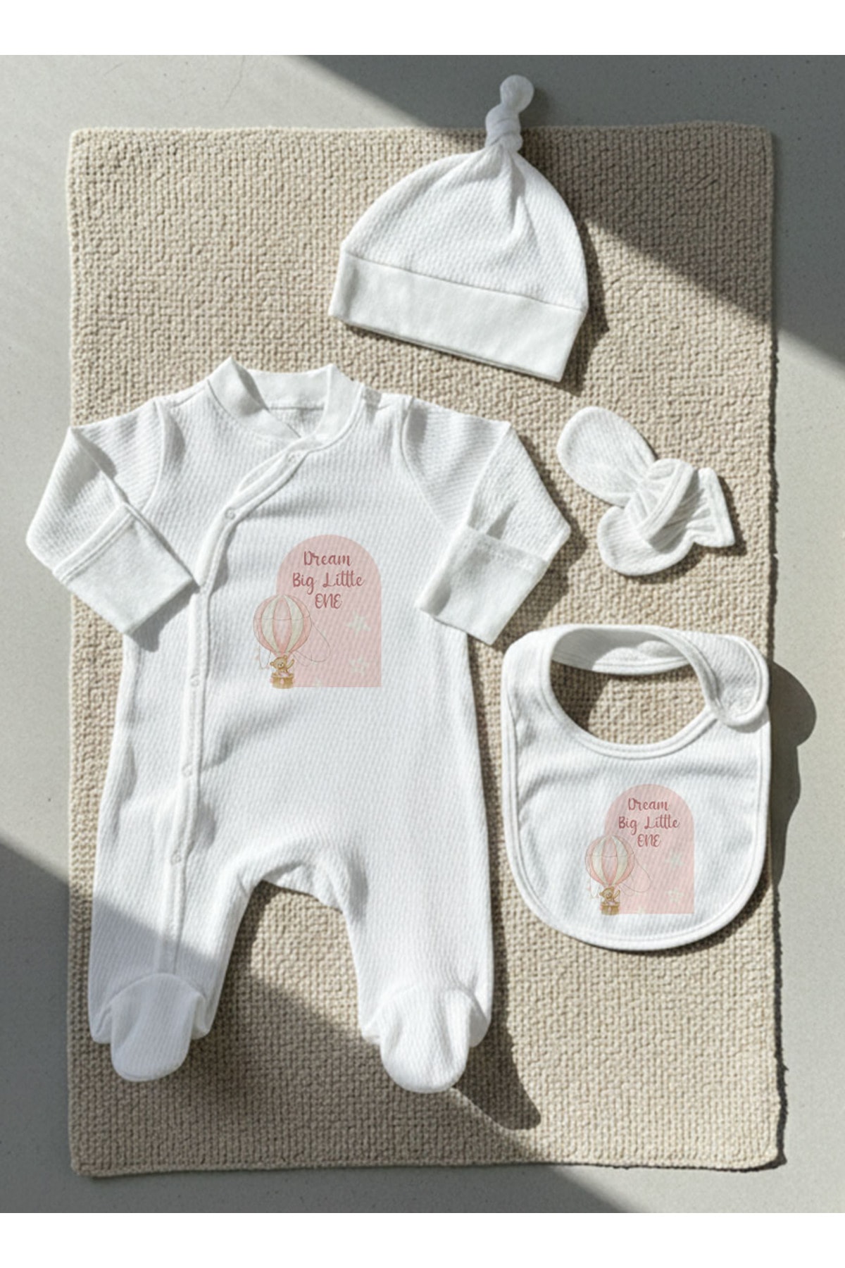 Jakarlı Tulum Seti - For Baby - Pembe Balonda Ayı