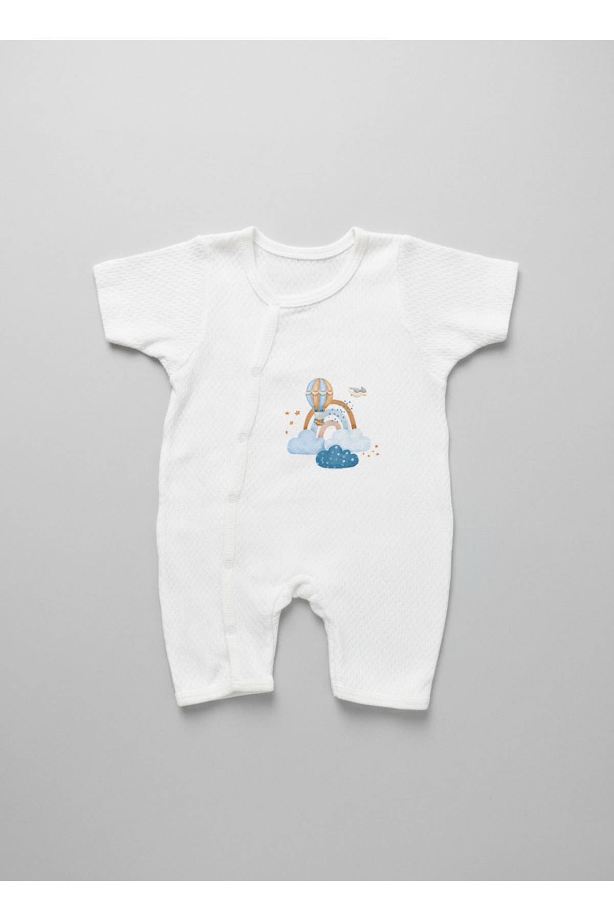 Jakarlı Romper Body - For Baby - Mavi Bulutlar ve Balon