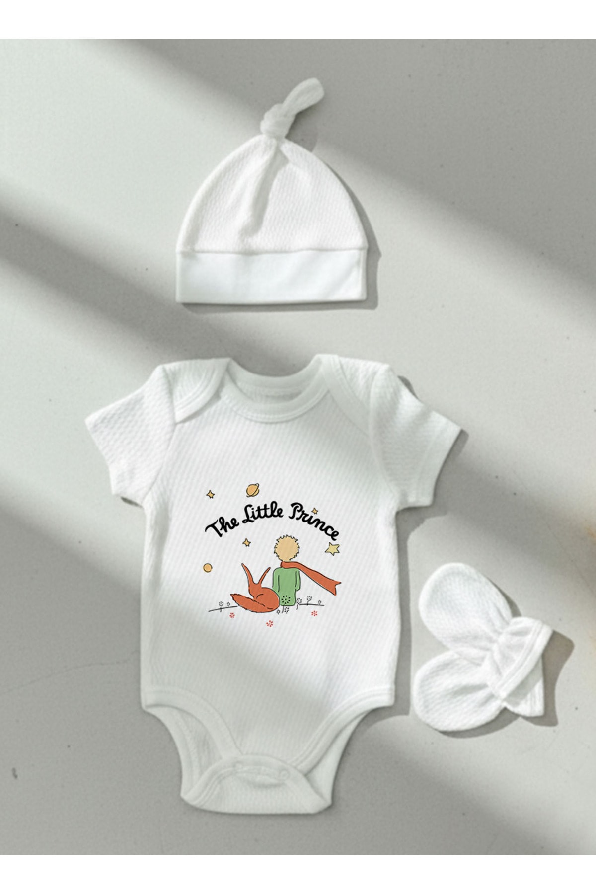 Jakarlı Body Şapka Eldiven - Pure Baby - Küçük Prens
