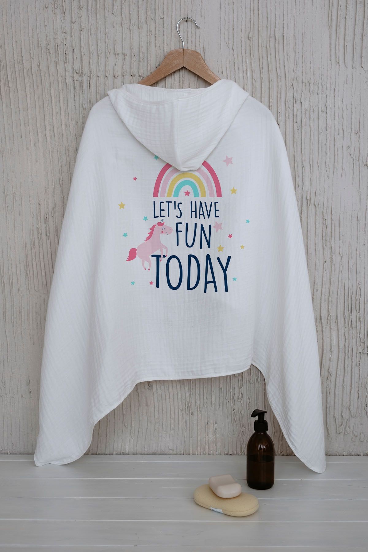 4 Kat Müslin Kapüşonlu Havlu - Pure Baby Serisi - Unicorn Fun