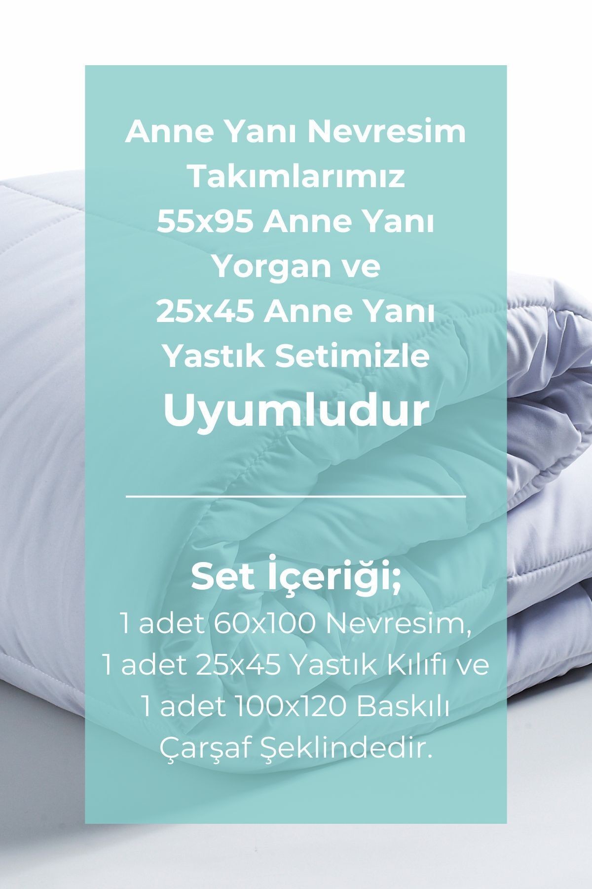 Anne Yanı Beşik Nevresim Takımı (60x100) - Blue Royal Series - Ç Harfi