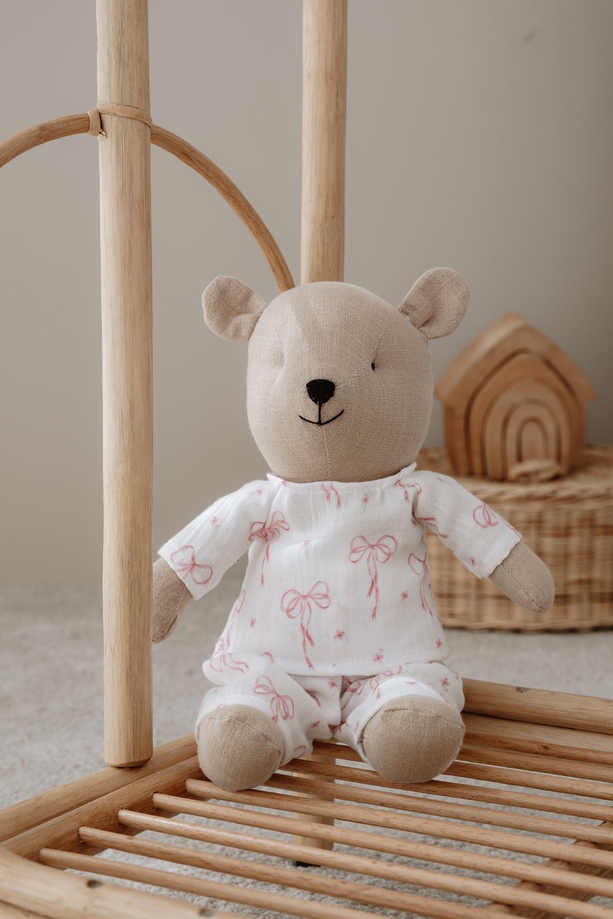 Pijamalı Ayıcık Uyku Arkadaşı - Pureline Series - Dainty Bows