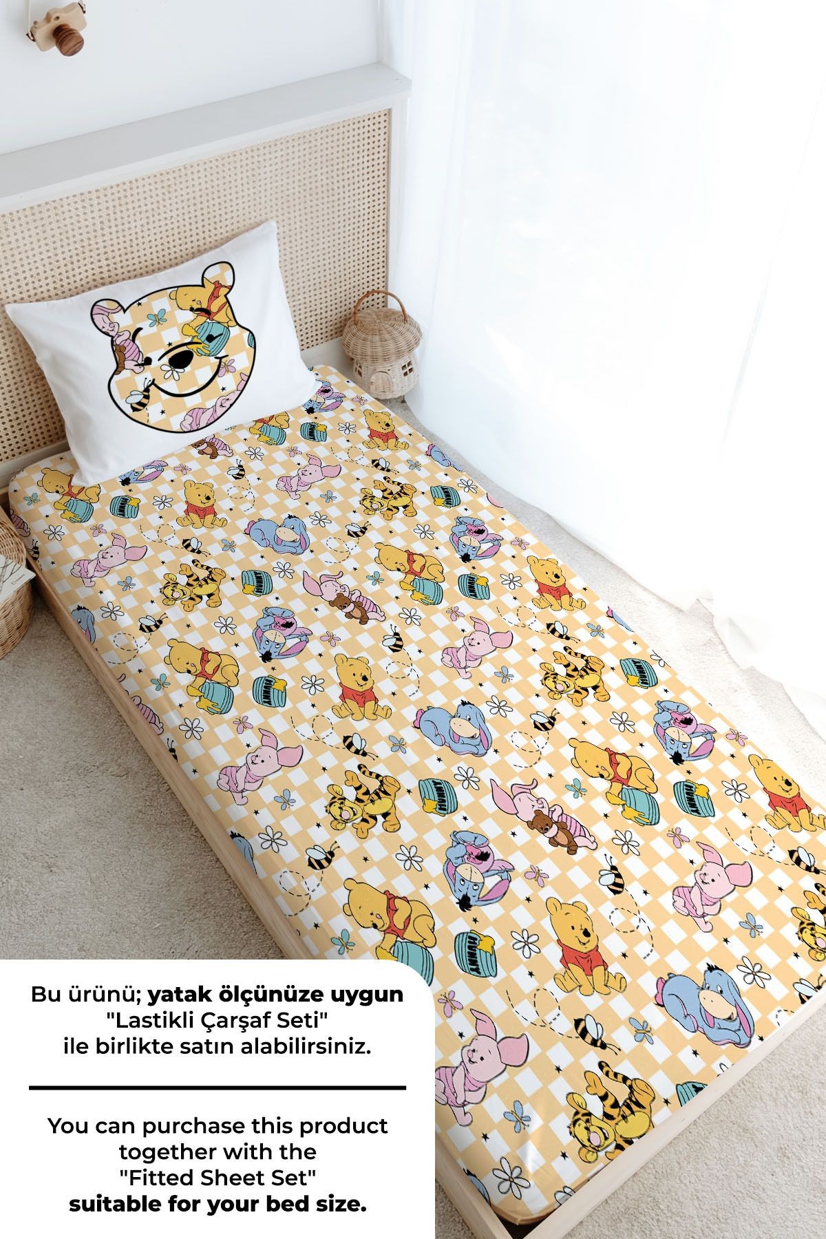 Tek Kişilik Nevresim Takımı (160x220) - Cartoon Serisi - Winnie The Pooh Pattern