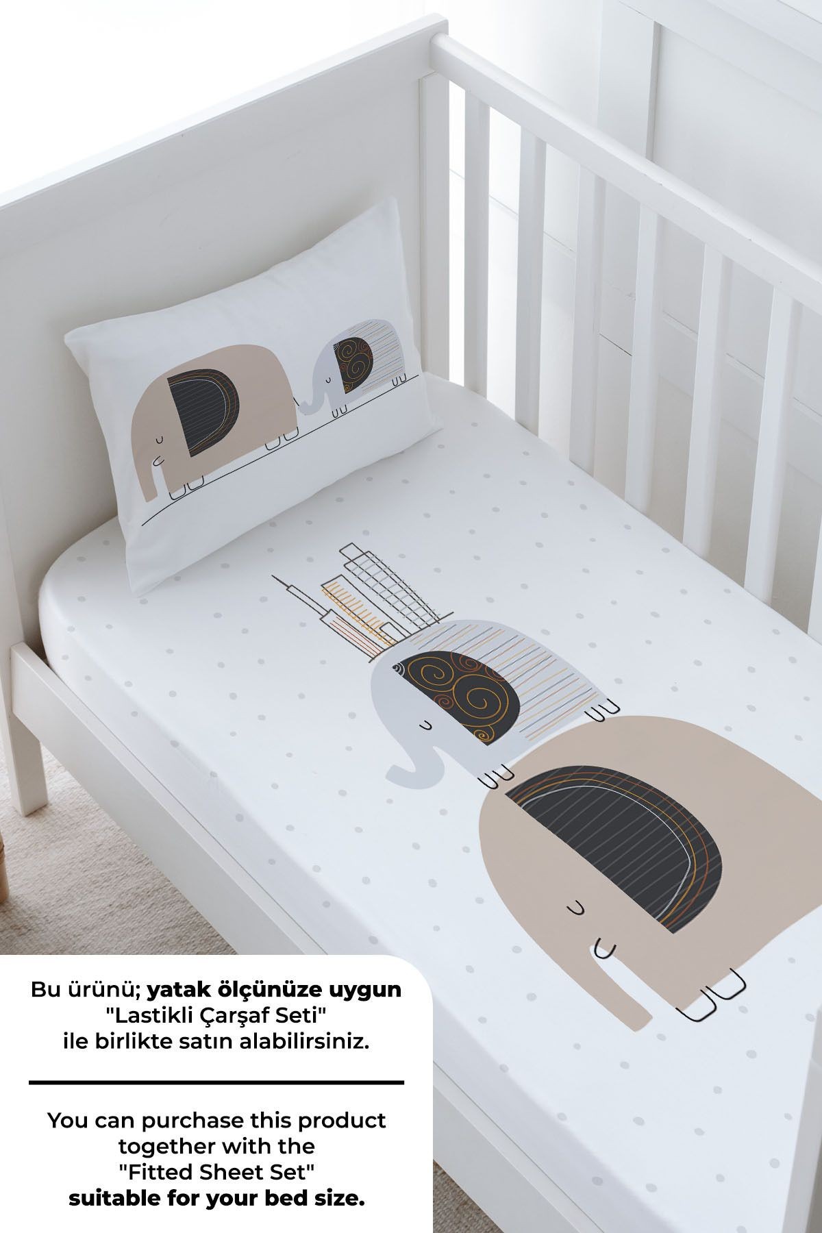 Bebek Boy Nevresim Takımı - Pure Baby Serisi - Filler ve Evler