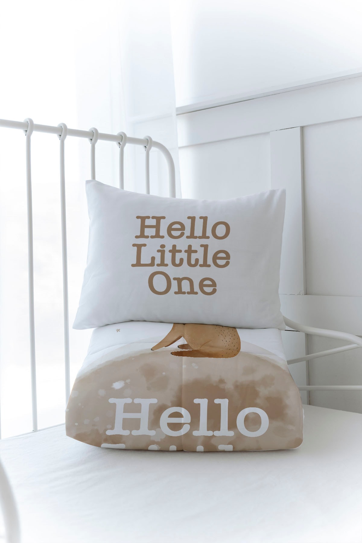 Organik Baskılı Yorgan Seti - Pure Baby Serisi - Hello Bear