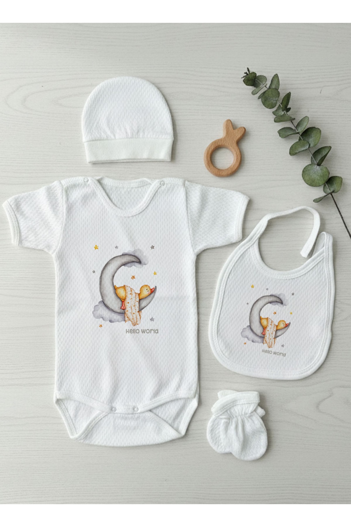 Jakarlı Body Seti - For Baby - Ayda Uyuyan Ördek