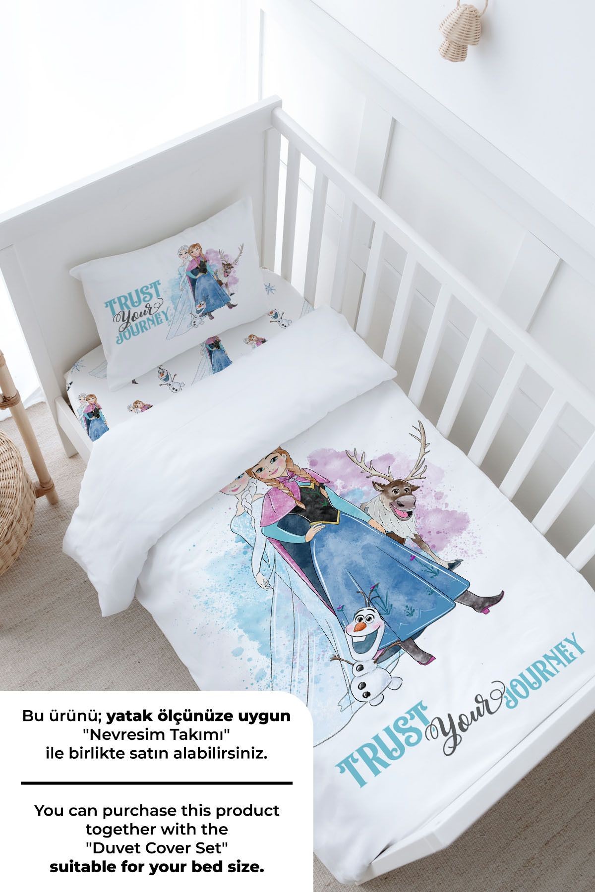 Bebek Boy Lastikli Çarşaf Seti - Cartoon Serisi - Elsa ve Anna