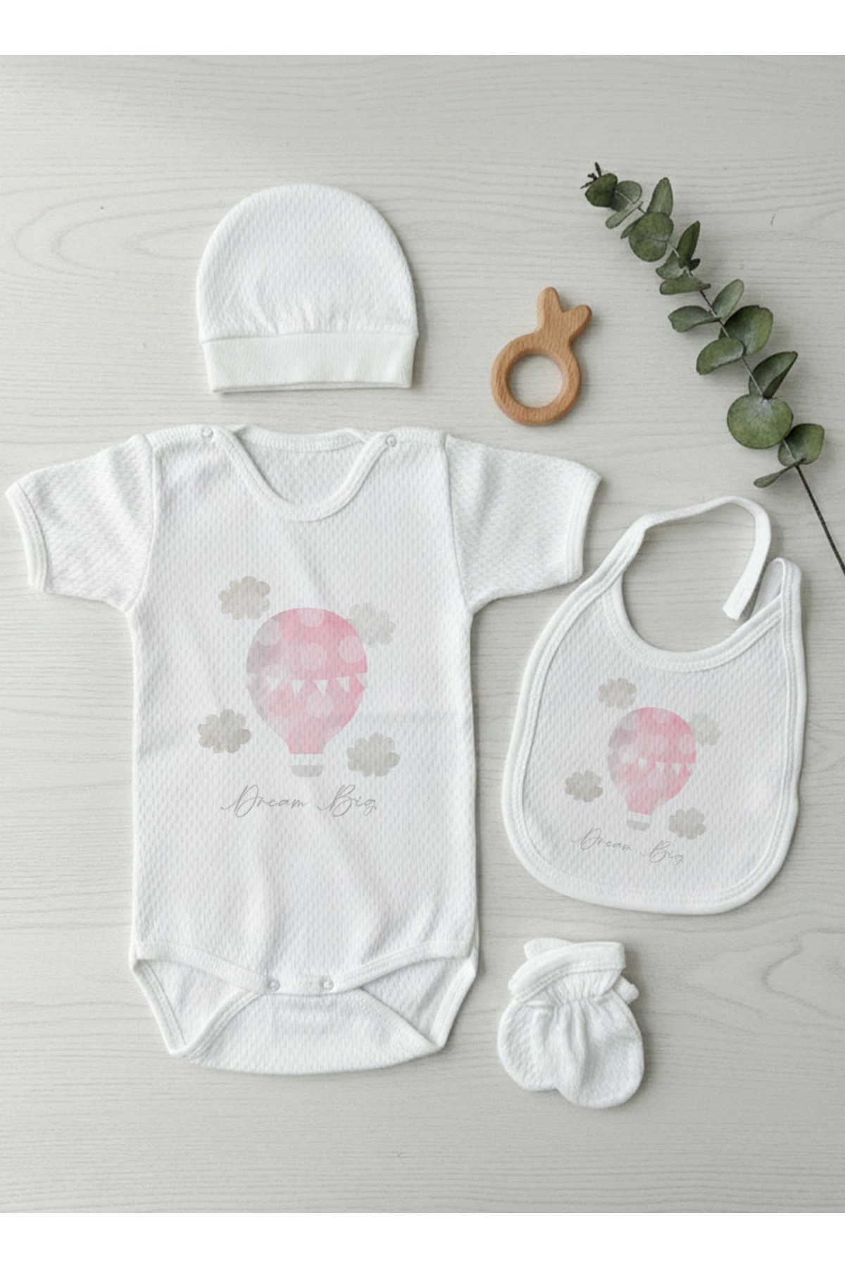 Jakarlı Body Seti - Pure Baby - Pembe Hava Balonu