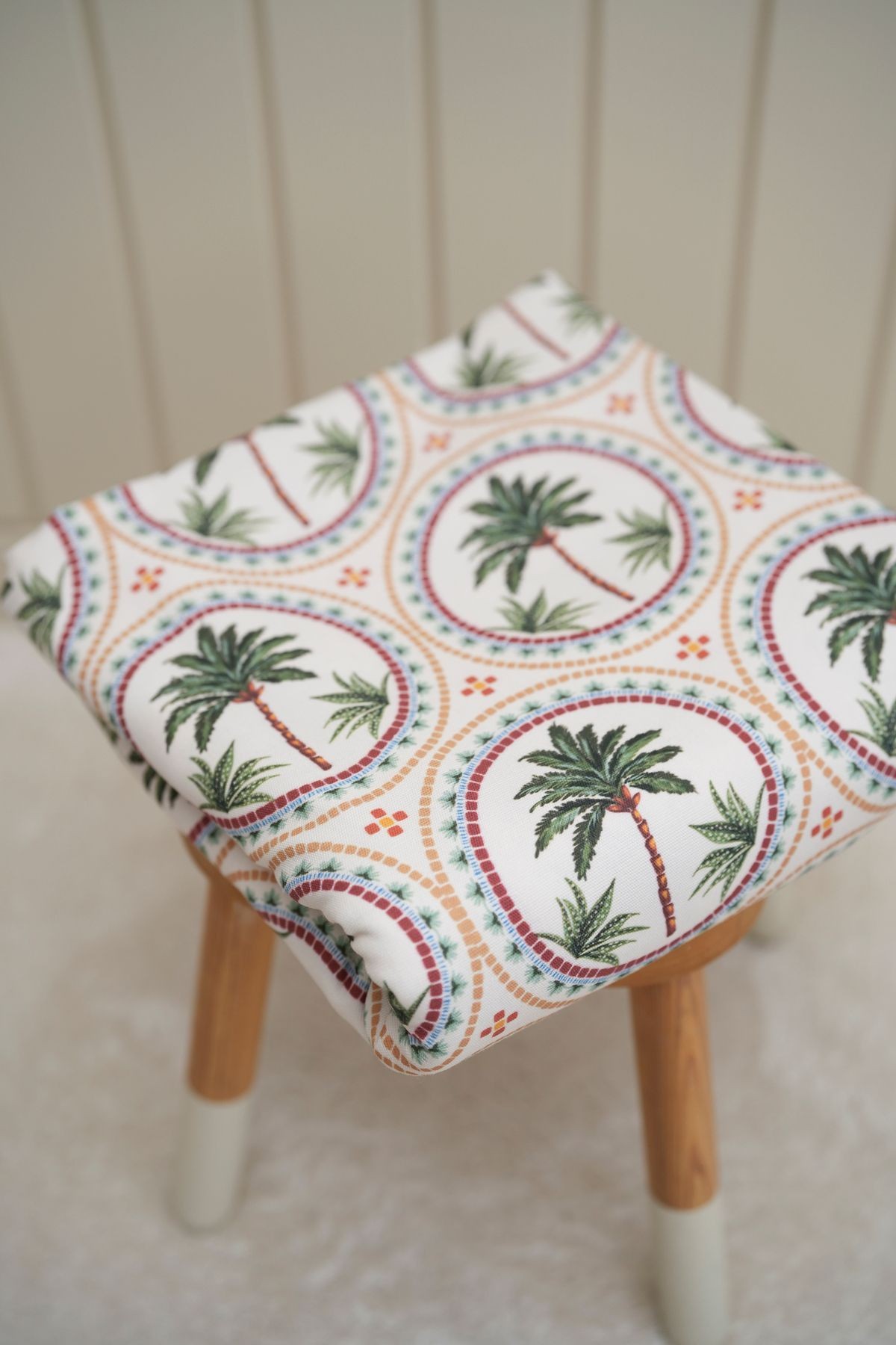 Baskılı Panama Kumaş (%100 Pamuklu)  | Mosaic Palm Trees