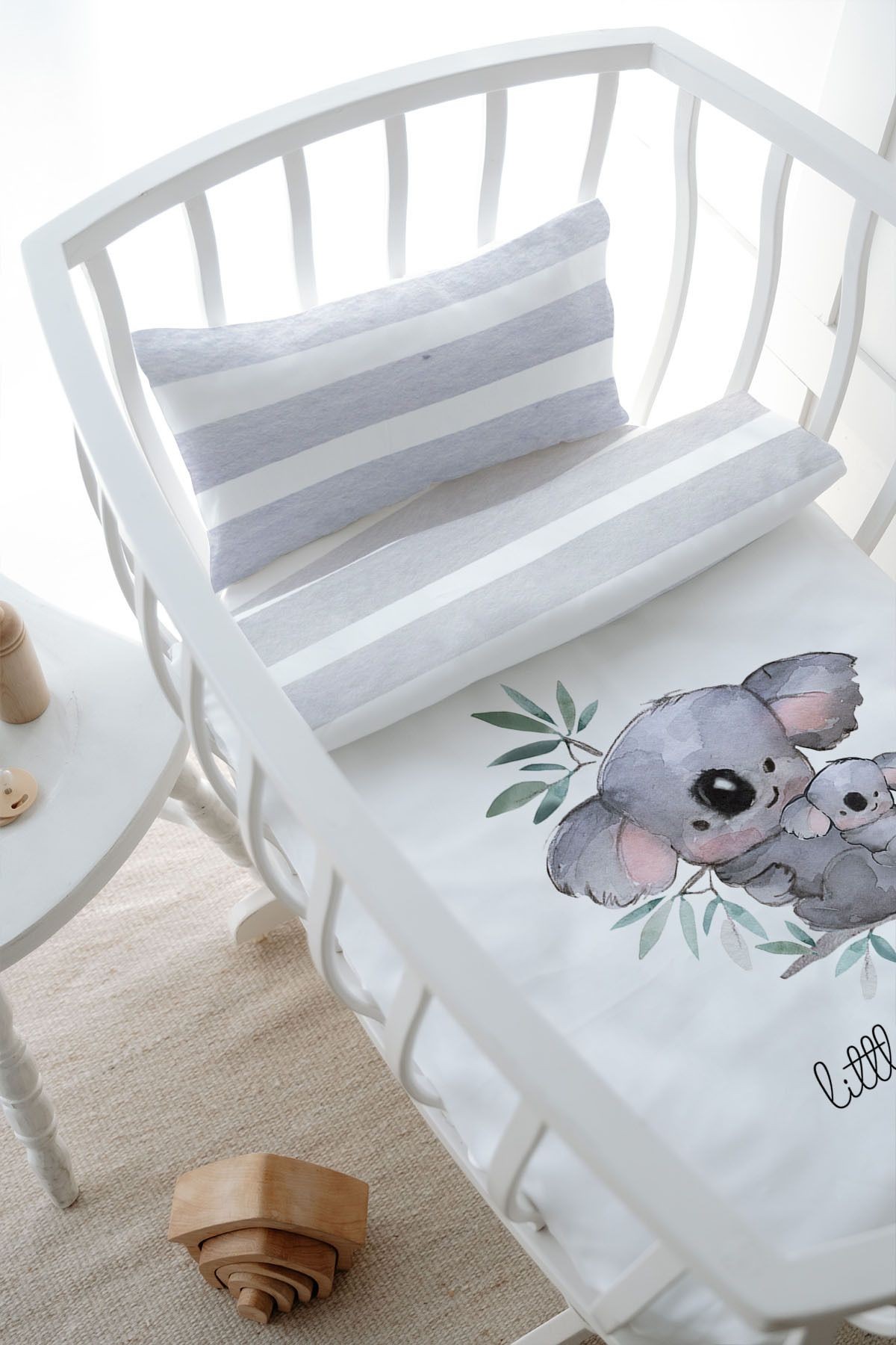 Anne Yanı Beşik Nevresim Takımı (60x100) - Pure Baby Serisi - Bebek ve Anne Koala
