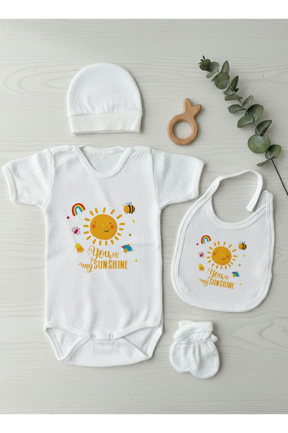 Jakarlı Body Seti - For Baby - Gülen Pastel Güneş