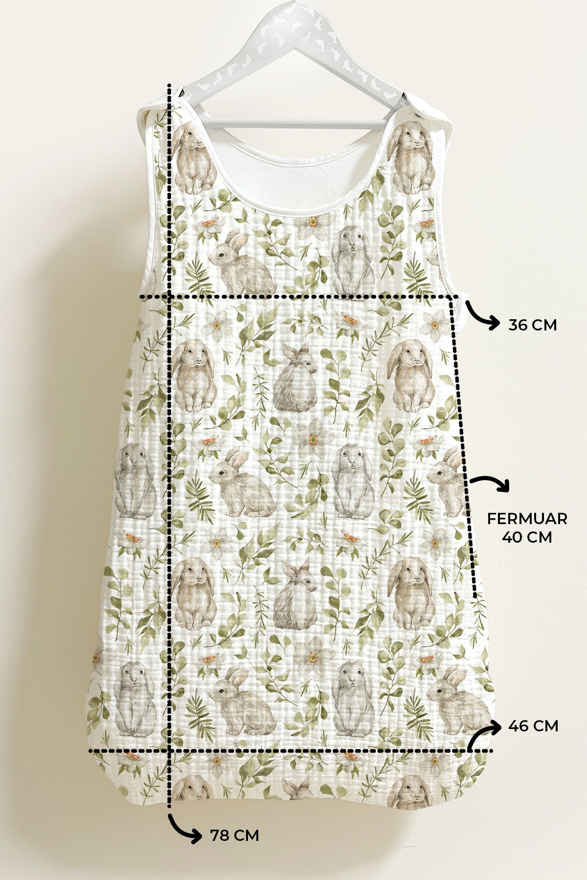 4 Kat Müslin Bebek Uyku Tulumu (0-18 AY) - Bahçedeki Tavşanlar