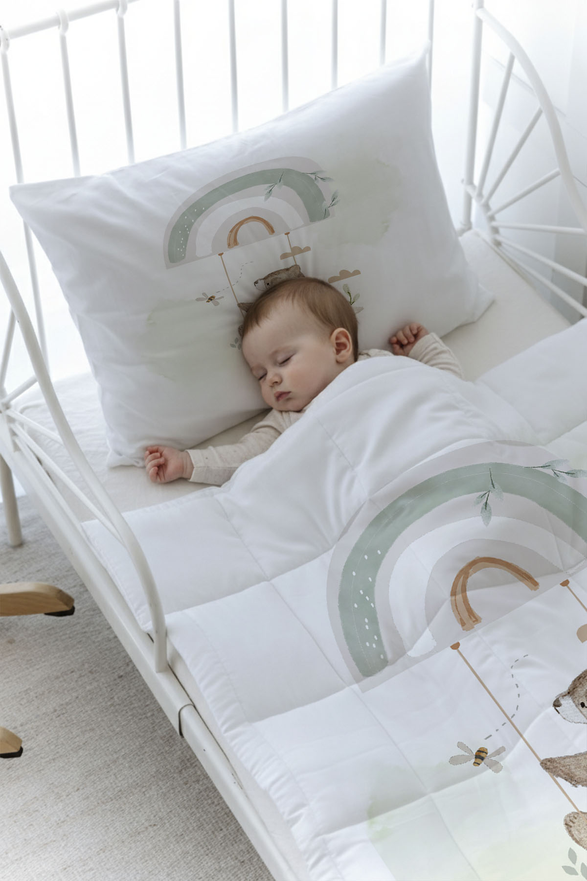 Organik Baskılı Yorgan Seti - Royal Series - Welcome Baby Bear