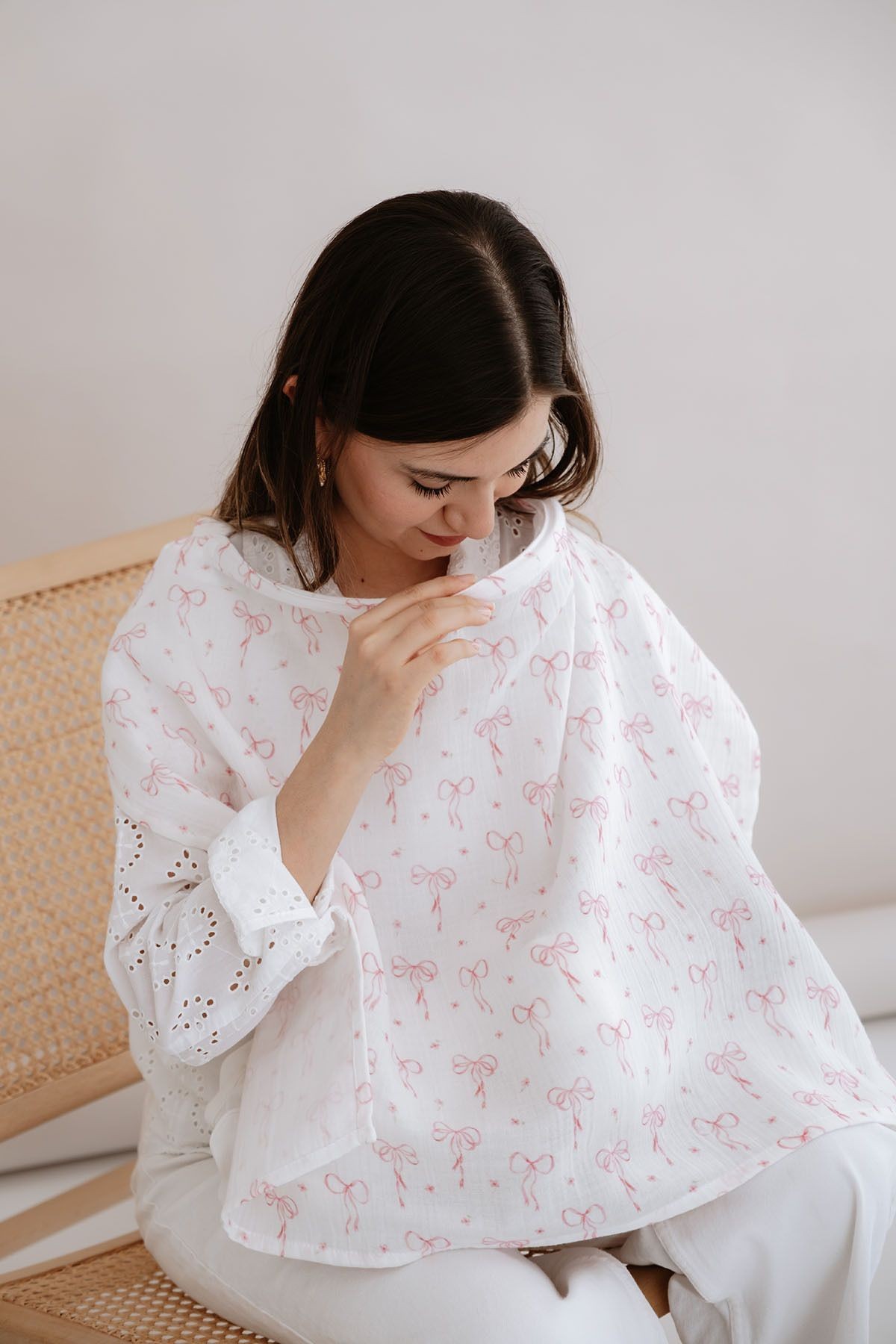 Müslin Emzirme Örtüsü - Pureline Series - Dainty Bows