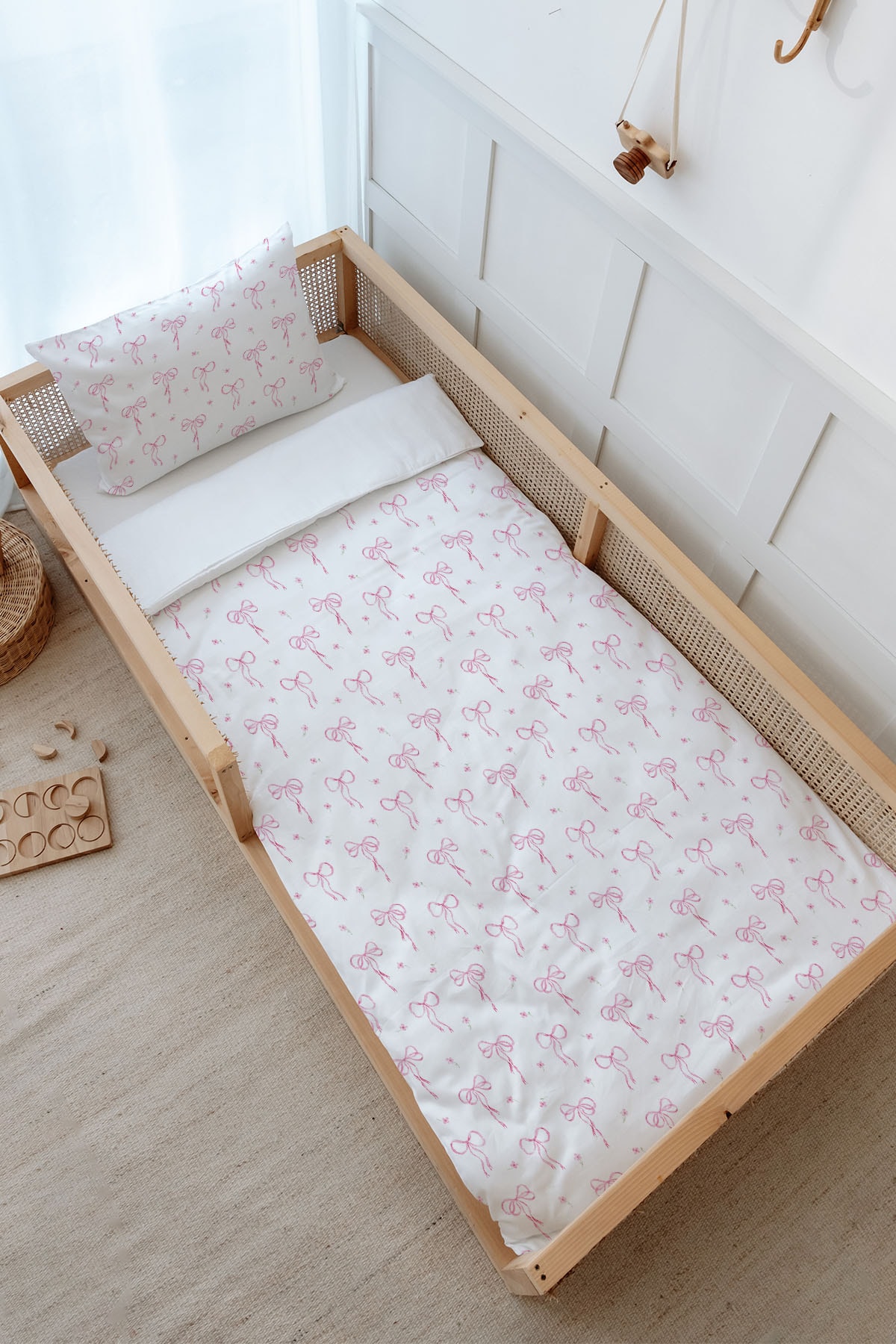 Montessori Nevresim Takımı (100x200) - Pureline Series - Dainty Bows