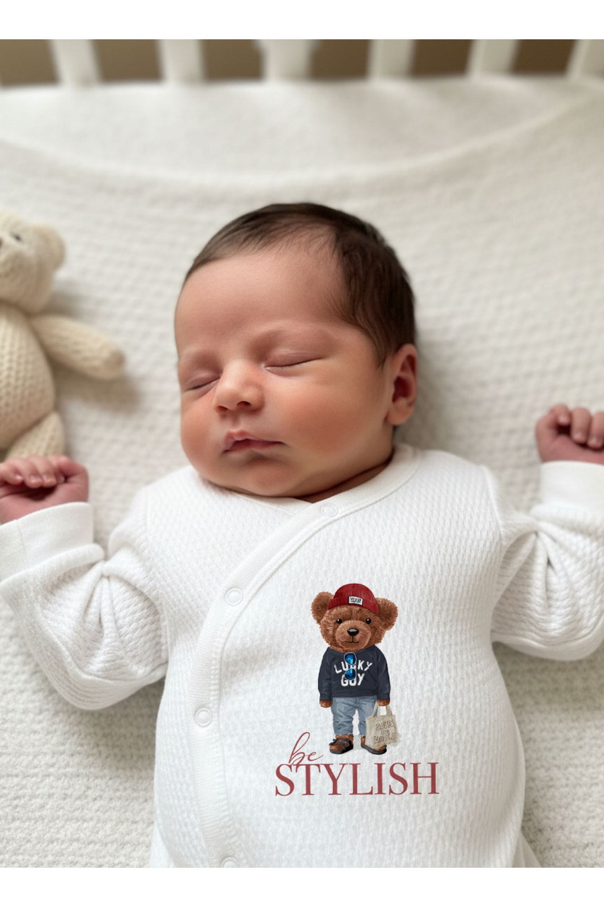 Jakarlı Tulum Şapka Eldiven - Pure Baby - Sportmen Ayıcık