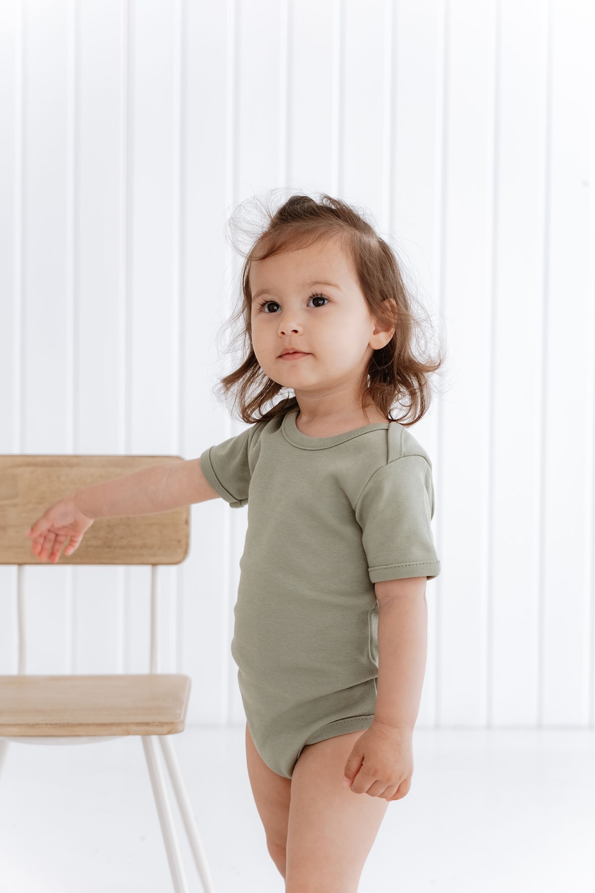 Kısa Kollu Bebek Body - Pureline Series - Haki