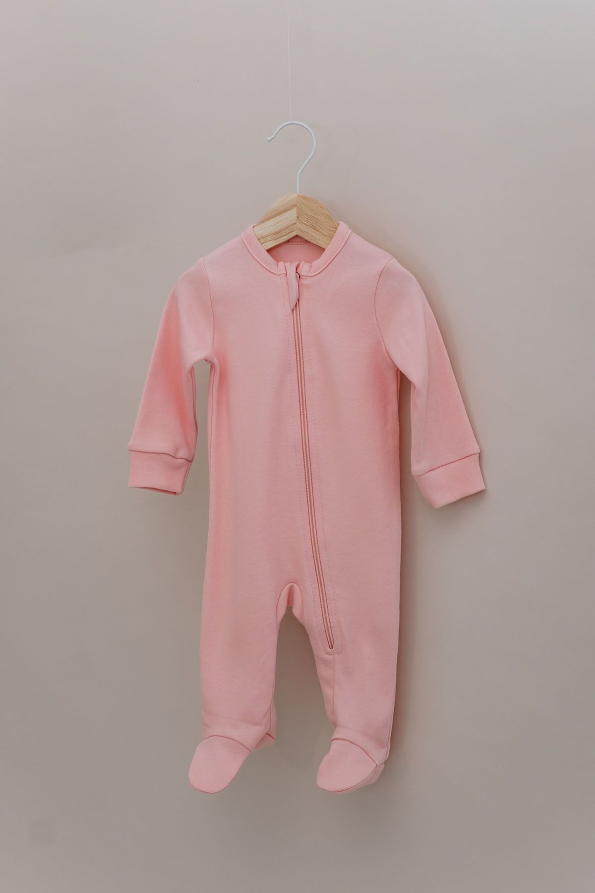 Fermuarlı Patikli Bebek Tulumu - Pureline Series - Pembe