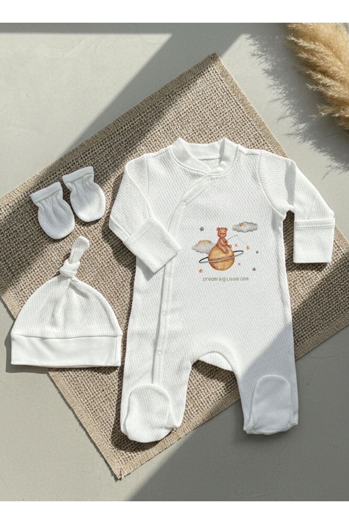 Jakarlı Tulum Şapka Eldiven - For Baby - Yıldız Tutan Ayı