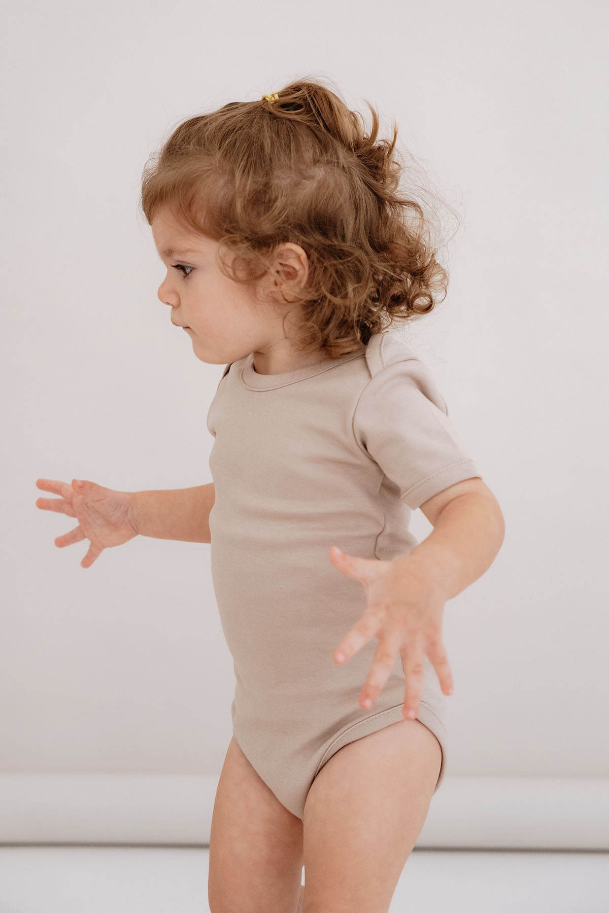 Kısa Kollu Bebek Body - Pureline Series - Vizon