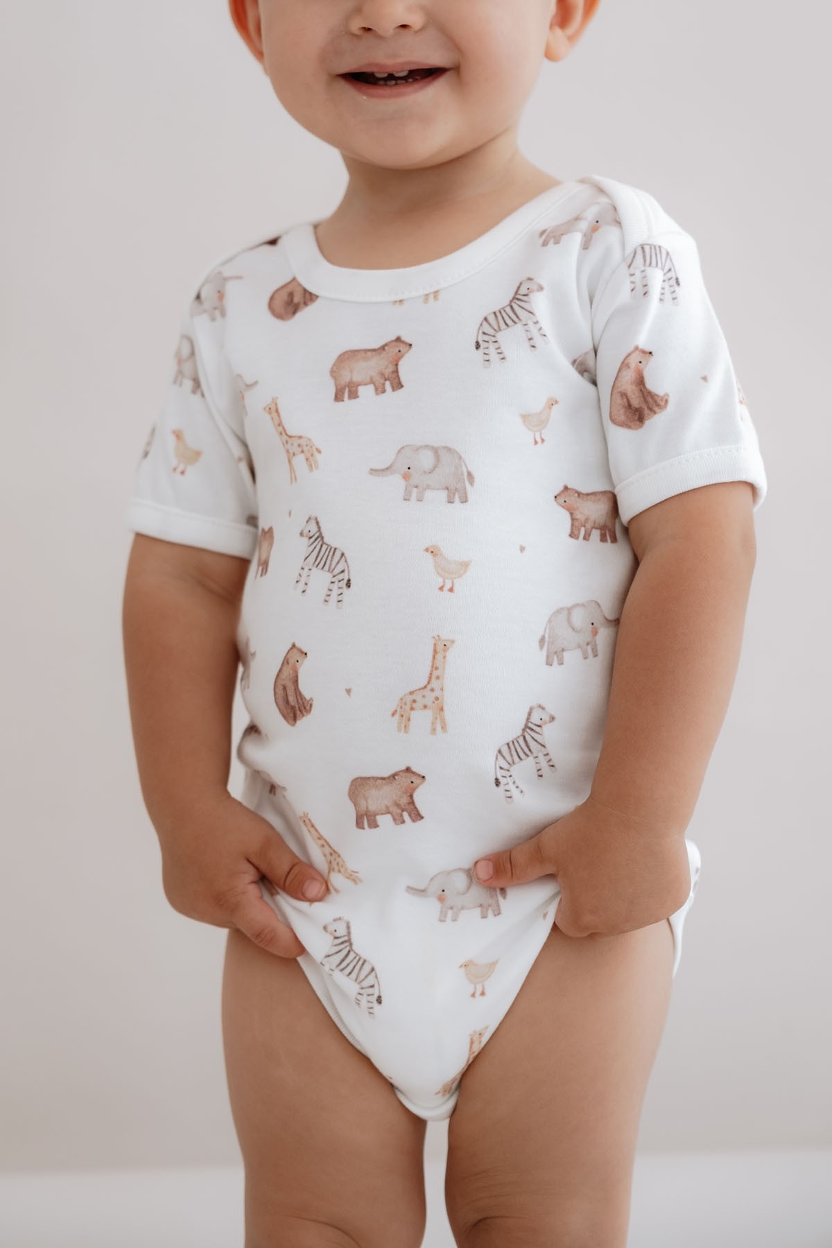 Kısa Kollu Bebek Body - Pureline Series - Cute Animals