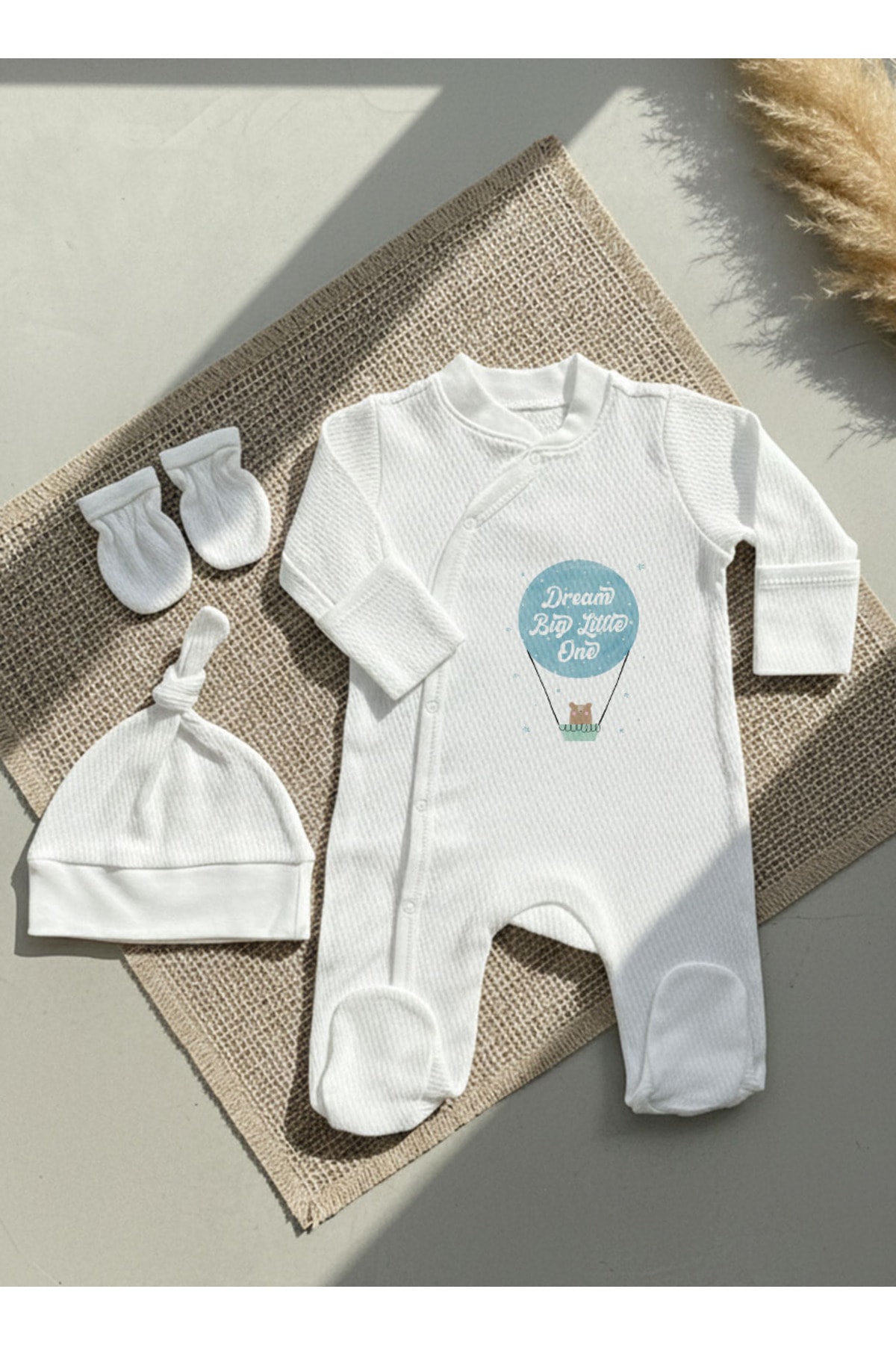 Jakarlı Tulum Şapka Eldiven - Pure Baby - Bear Dream