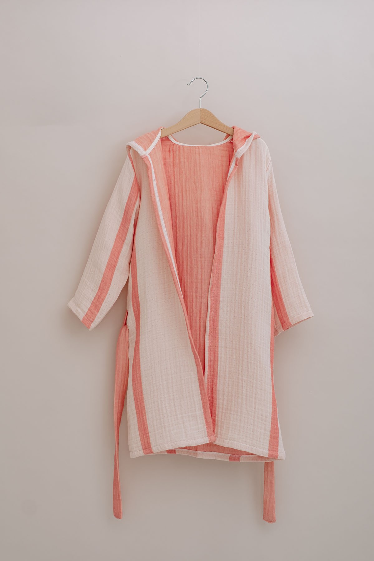 4 Kat Müslin Bornoz - Line Series - Pembe