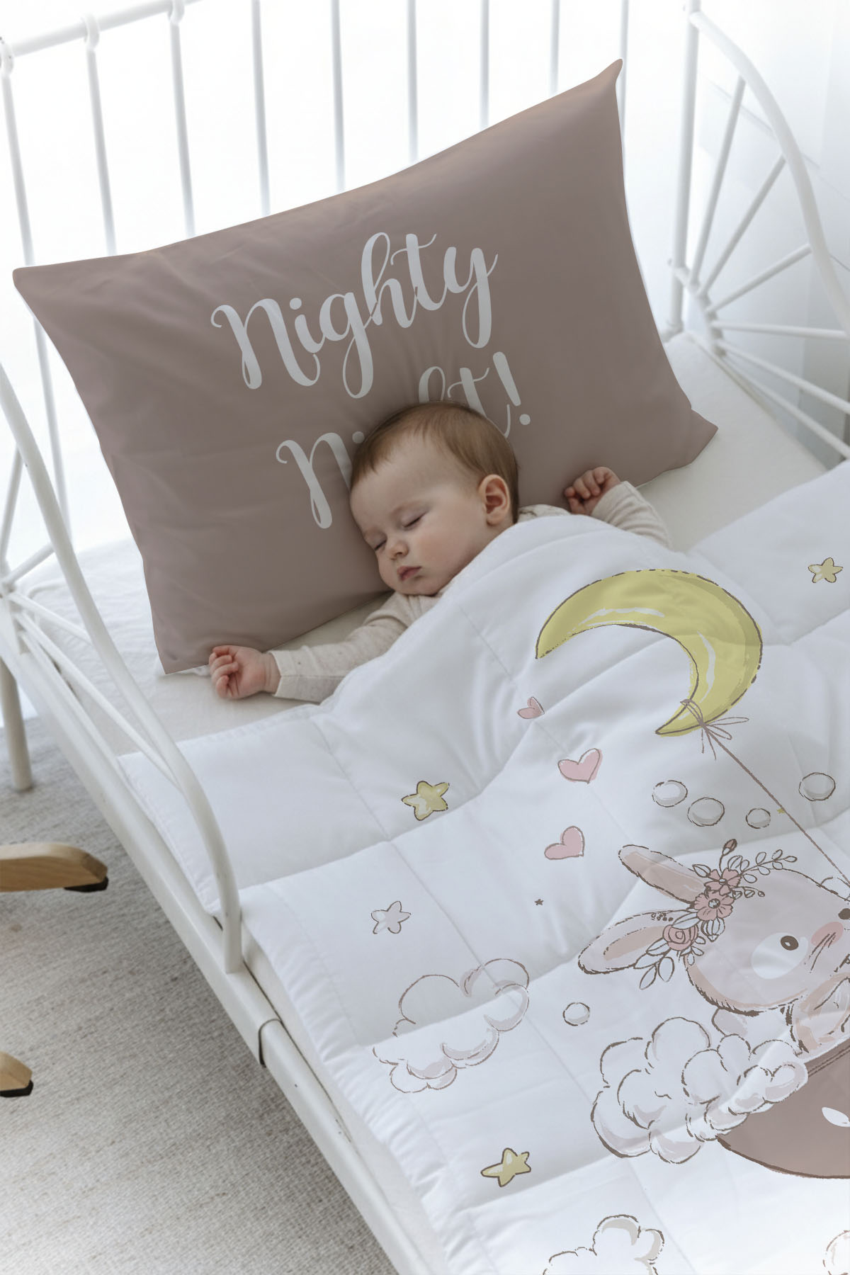 Organik Baskılı Yorgan Seti - Pure Baby Serisi - Bir Fincanda Tavşan