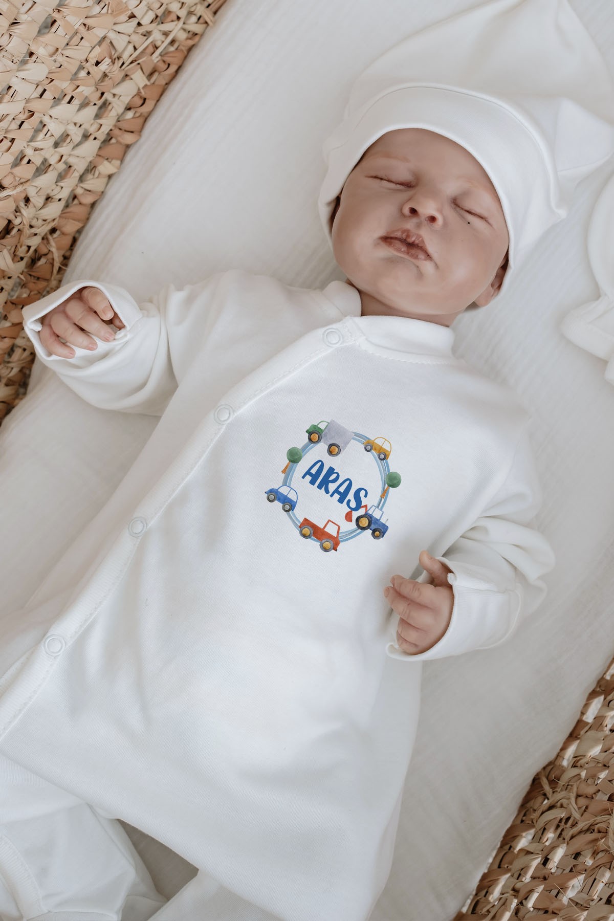 Organik 11'li Hastane Çıkışı - For Baby - Mavi Çemberde Arabalar