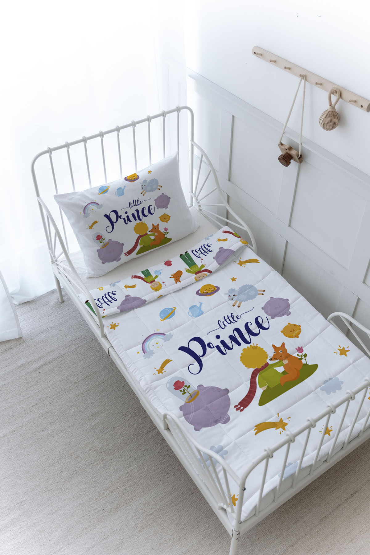 Organik Baskılı Yorgan Seti - For Baby Serisi - Küçük Prens ve Tilki