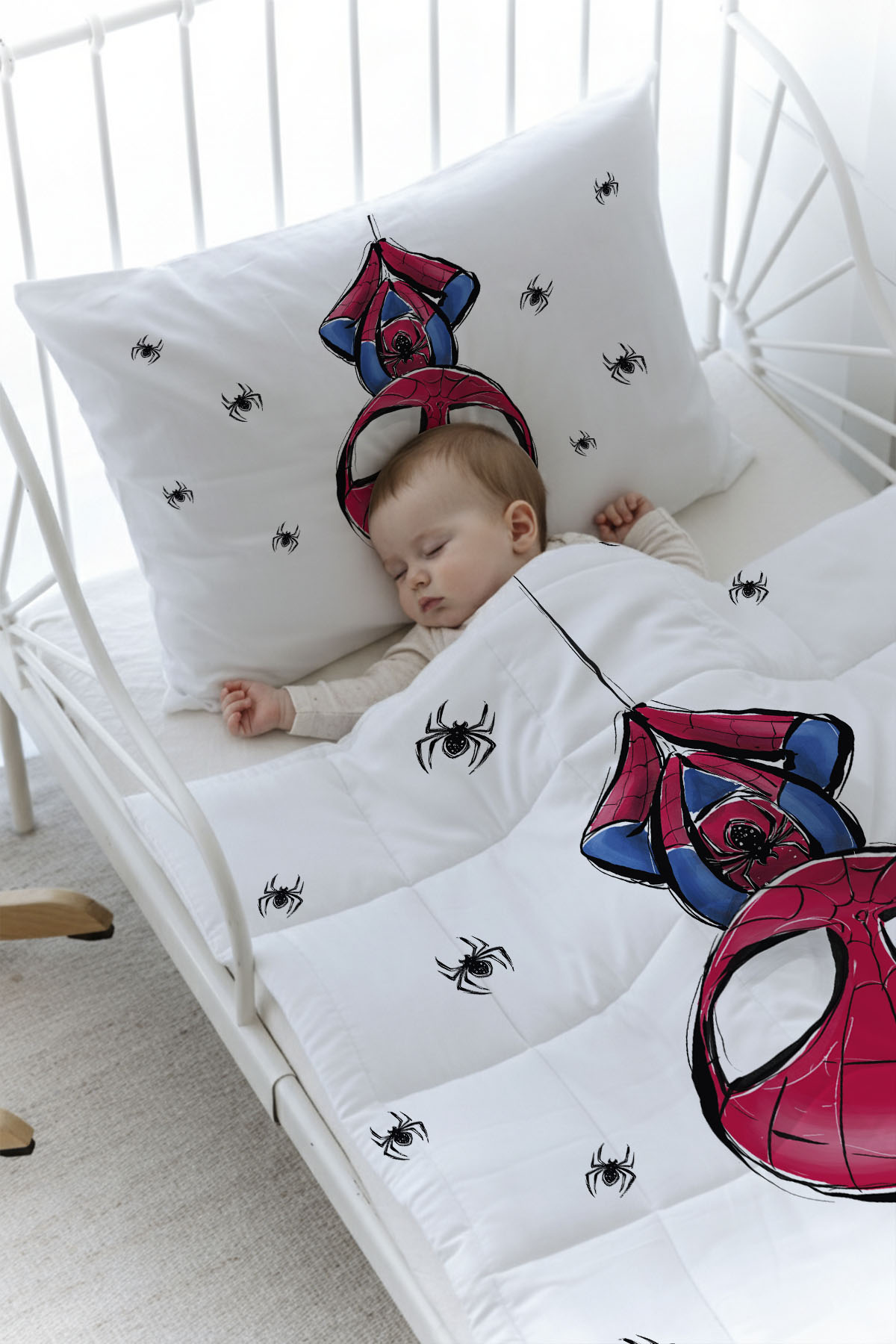 Organik Baskılı Yorgan Seti - For Baby Serisi - Örümcek Adam