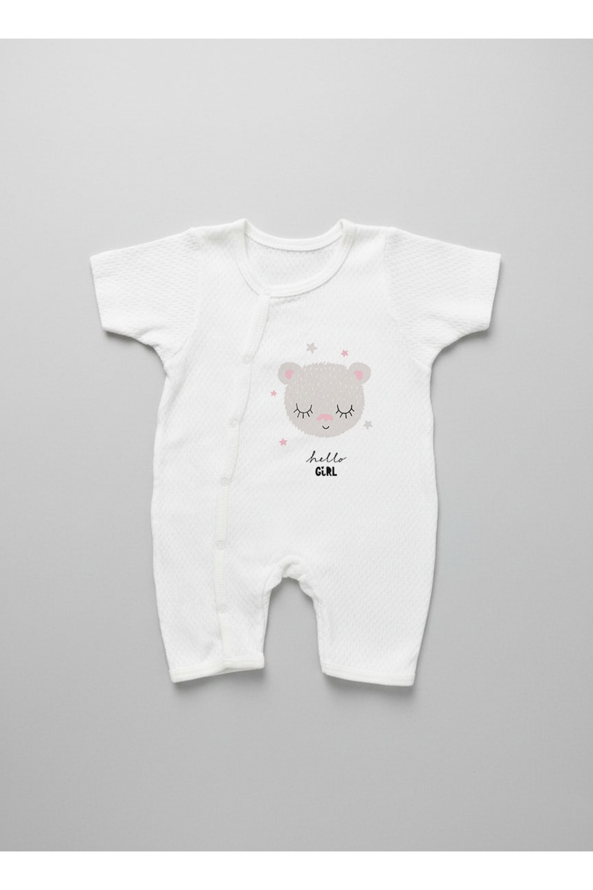 Jakarlı Romper Body - Pure Baby - Erkek Bebek Ayıcık