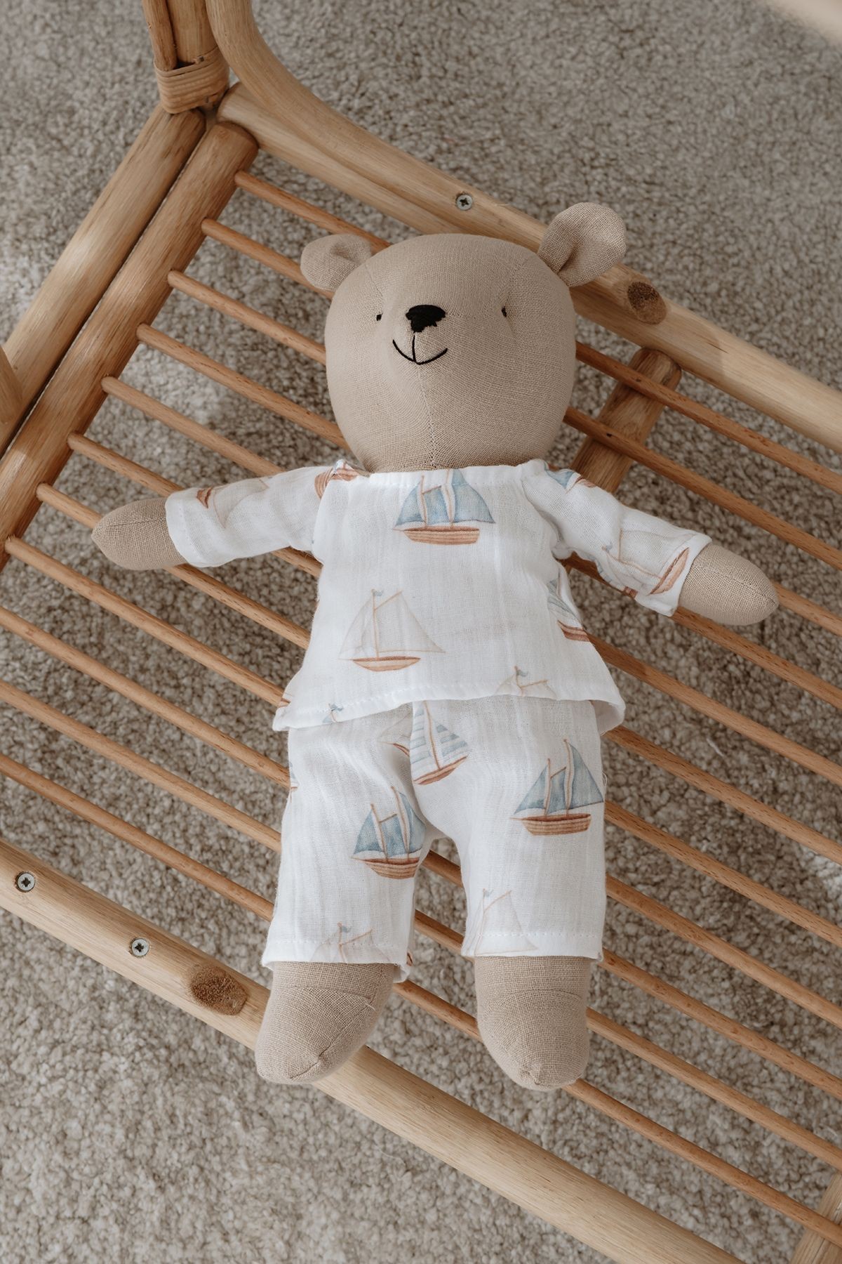 Pijamalı Ayıcık Uyku Arkadaşı - Pureline Series - Sail Boats