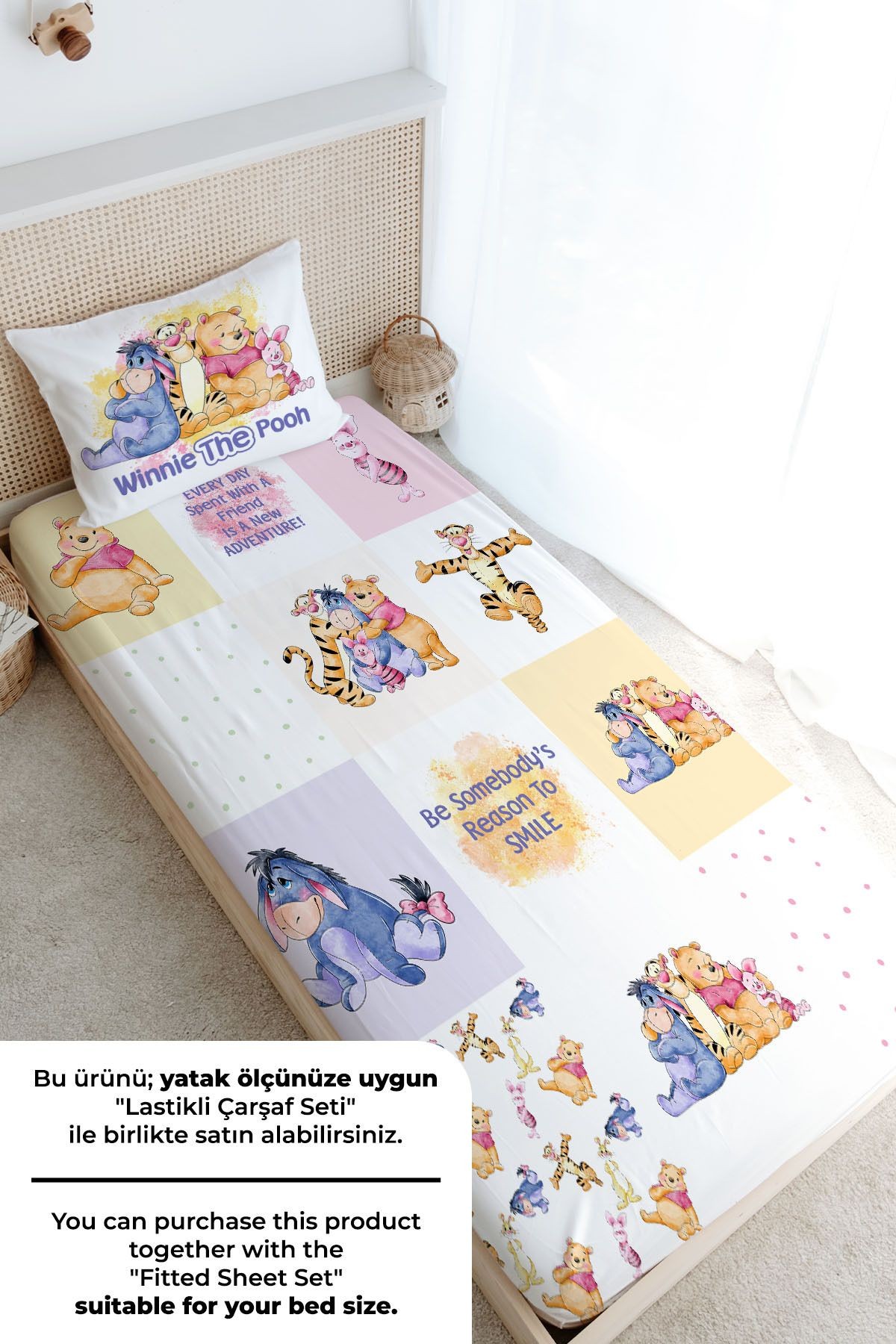 Tek Kişilik Nevresim Takımı (160x220) - Cartoon Serisi - Winnie The Pooh Patchwork