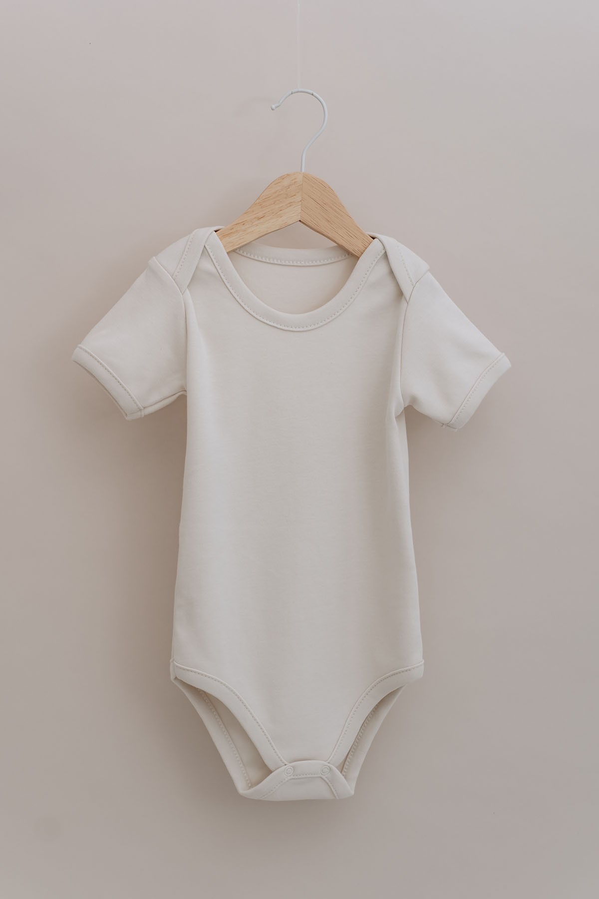 Kısa Kollu Bebek Body - Pureline Series - Taş Rengi
