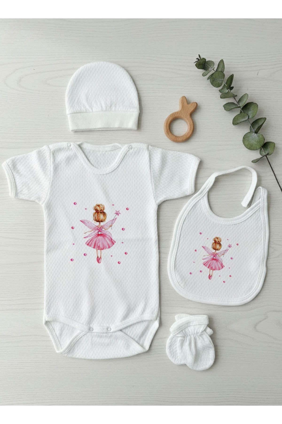 Jakarlı Body Seti - For Baby - Pembe Peri