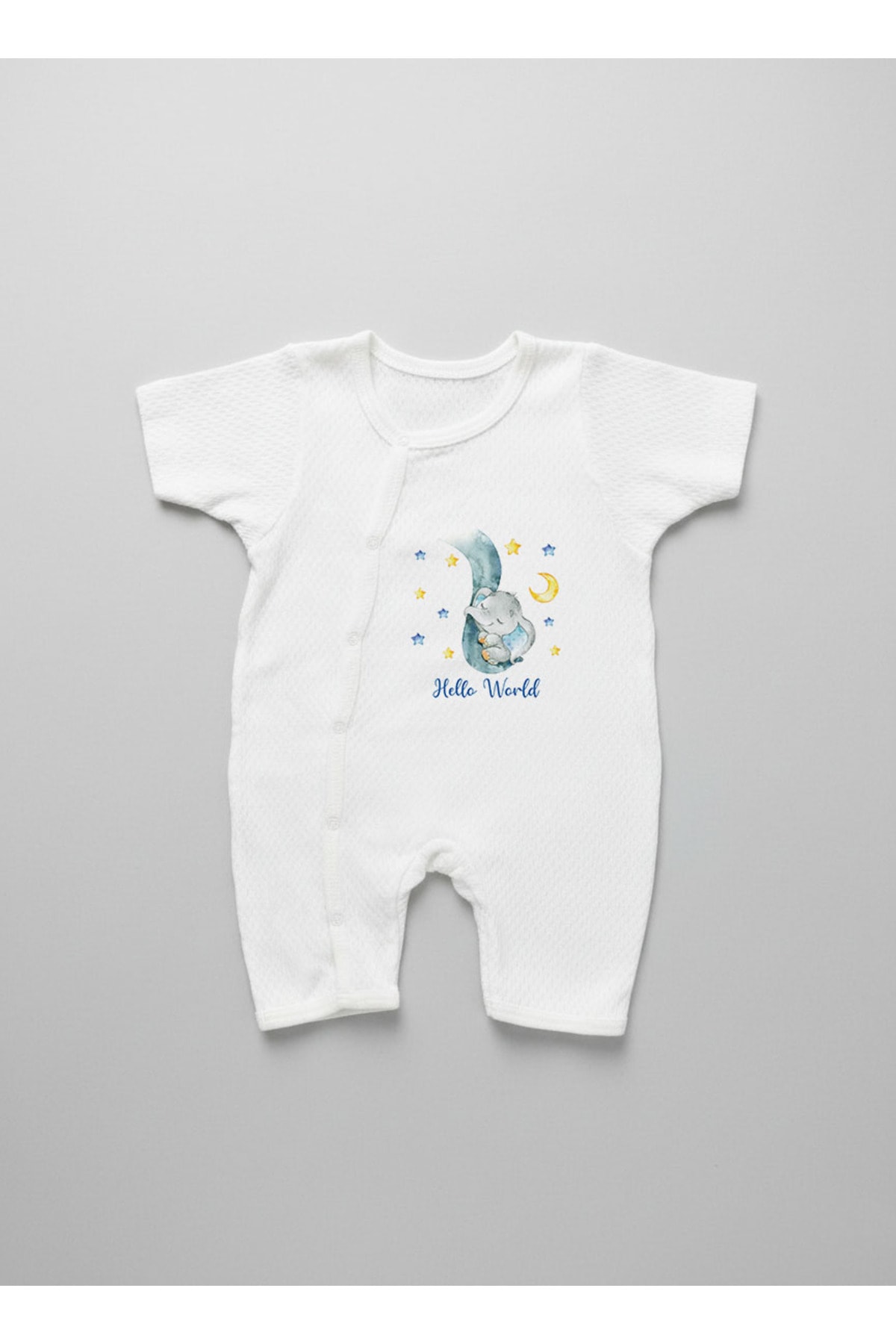 Jakarlı Romper Body - For Baby - Uyuyan Fil Mavi