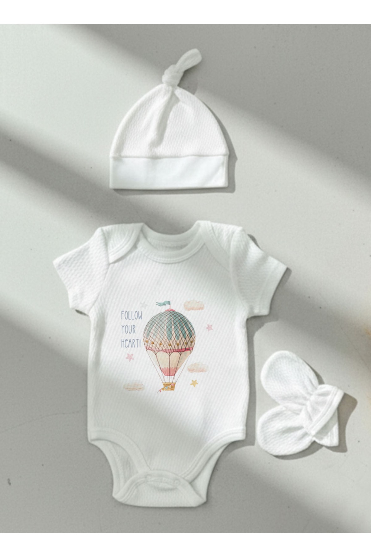 Jakarlı Body Şapka Eldiven - Little Baby - Pink Dreams