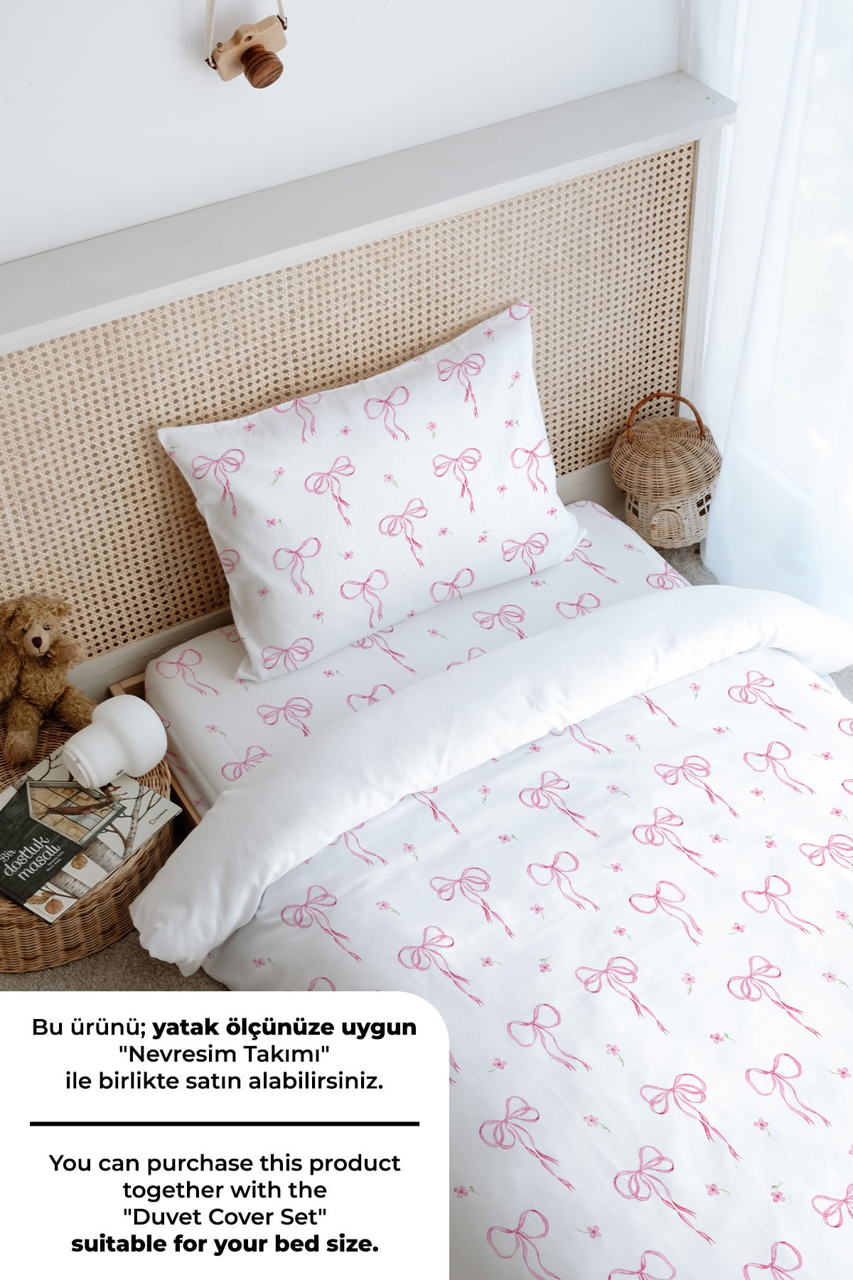 Tek Kişilik Lastikli Çarşaf Seti - Pureline Series - Dainty Bows