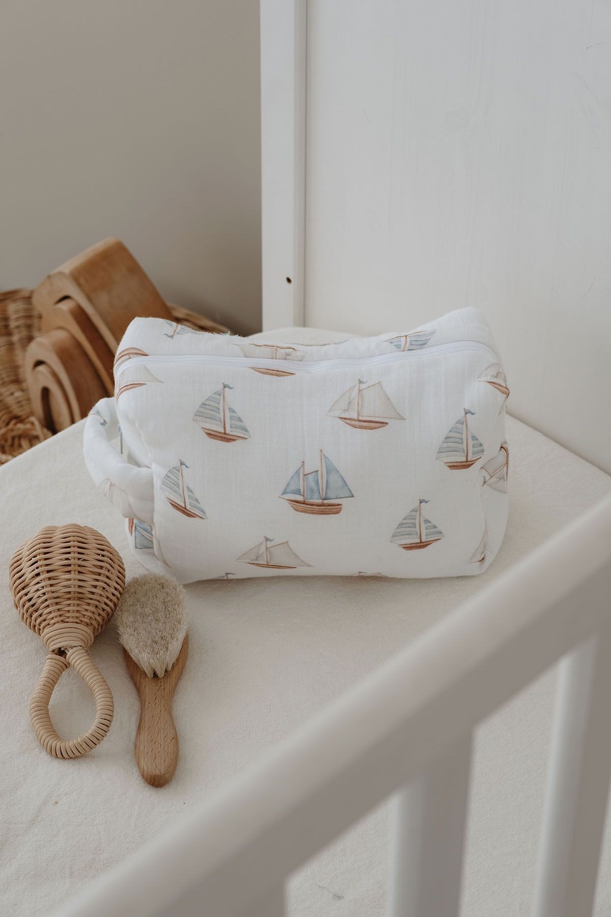 Müslin Bakım Çantası - Pureline Series - Sail Boats